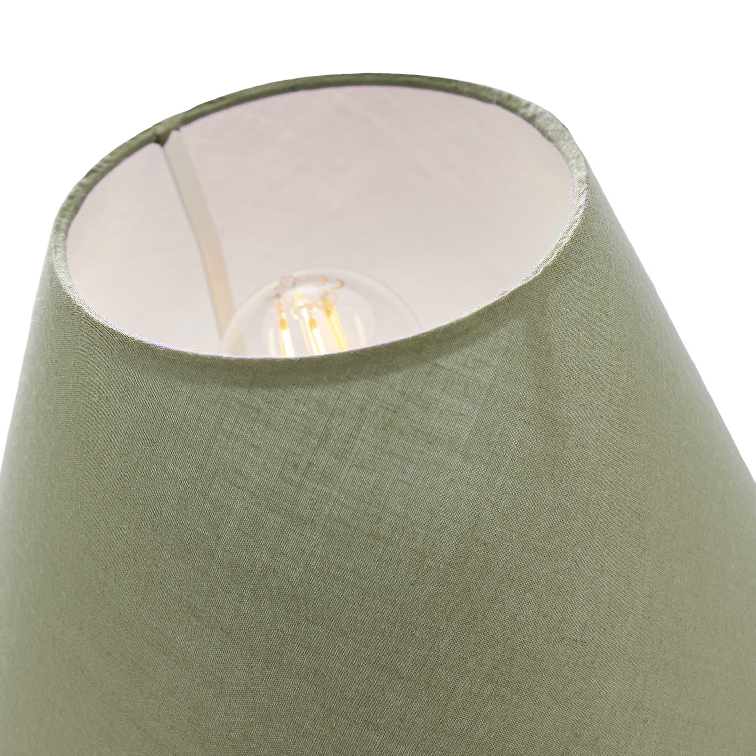 Traditional 8 Inch Olive Green Cotton Fabric Coolie Lamp Shade Image 5