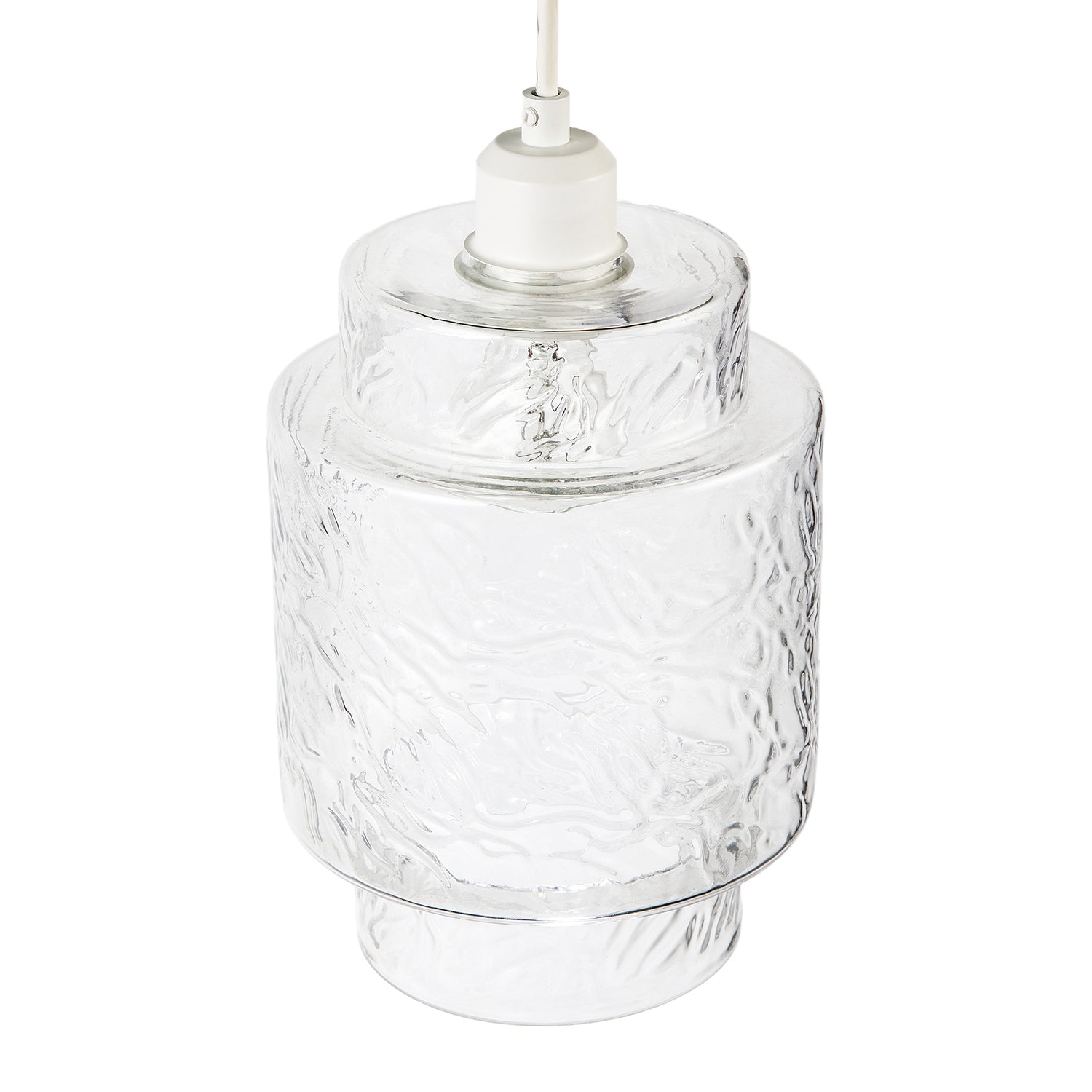Clear Layered Glass Cylinder Pendant Light Shade with Tiered Design Image 3