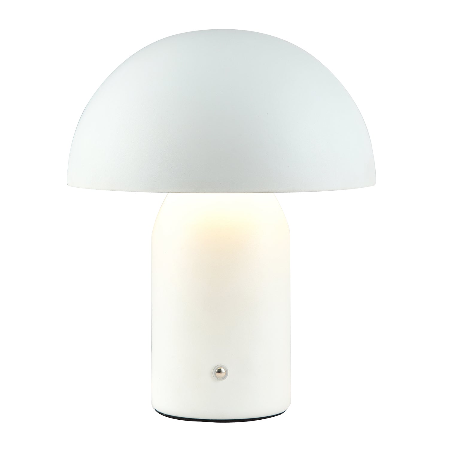 Modern Rechargeable 35cm Mushroom Lamp in Mat White with Touch Dimmer Button Image 1