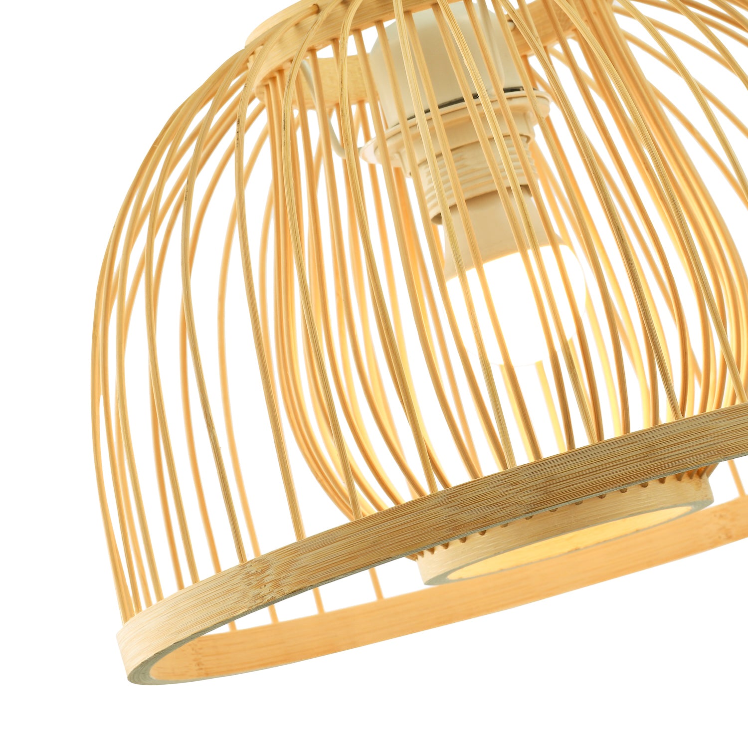 Classic Birdcage Rattan and Bamboo Pendant Light Shade with Inner and Outer Image 4