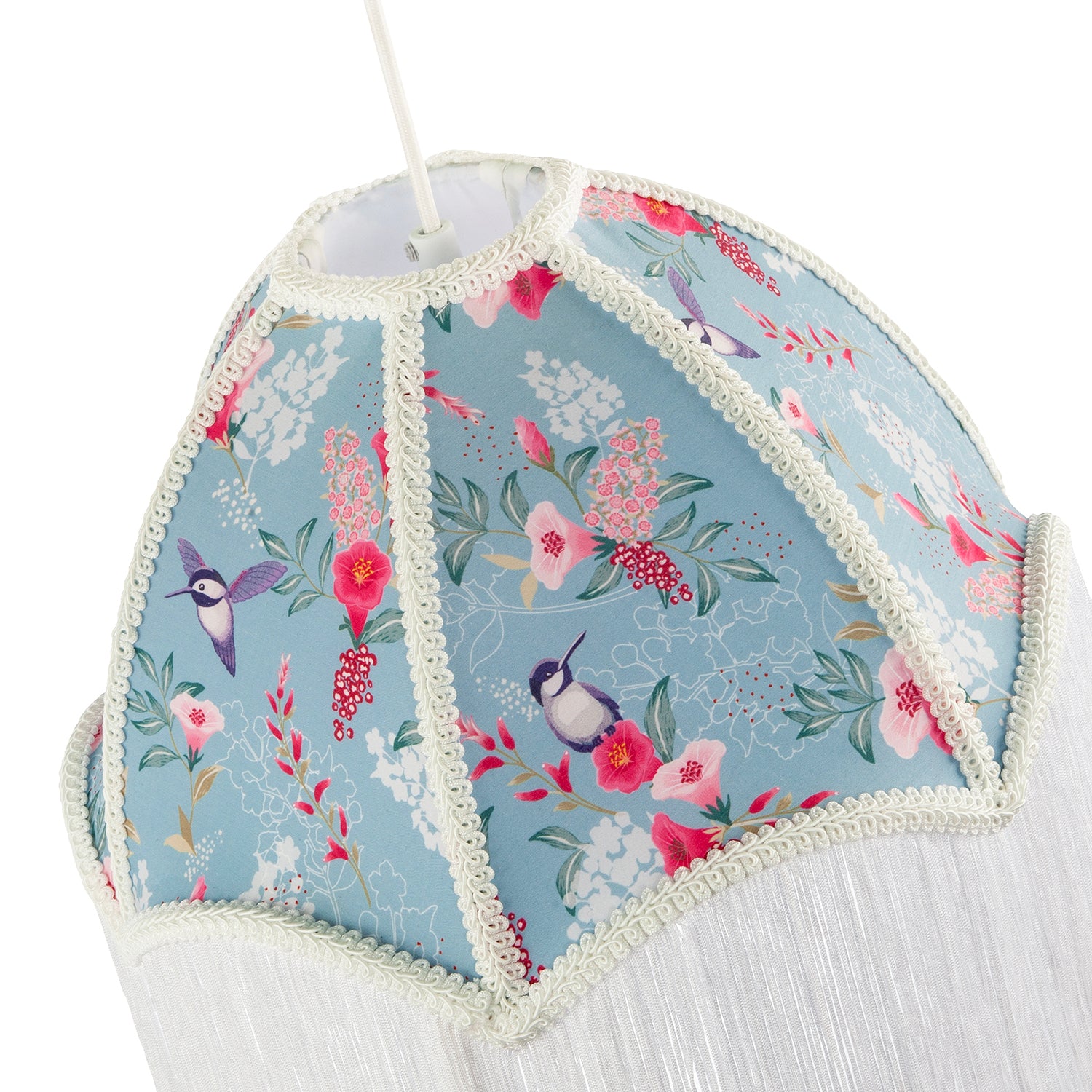 1920s Vintage Duck Egg Lamp Shade with Vibrant Flowers and Birds Decor Image 3
