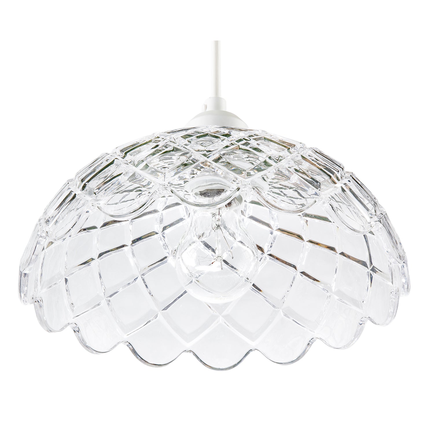 Modern Thick Transparent Glass Light Shade with Wavy Scalloped Edge Image 4