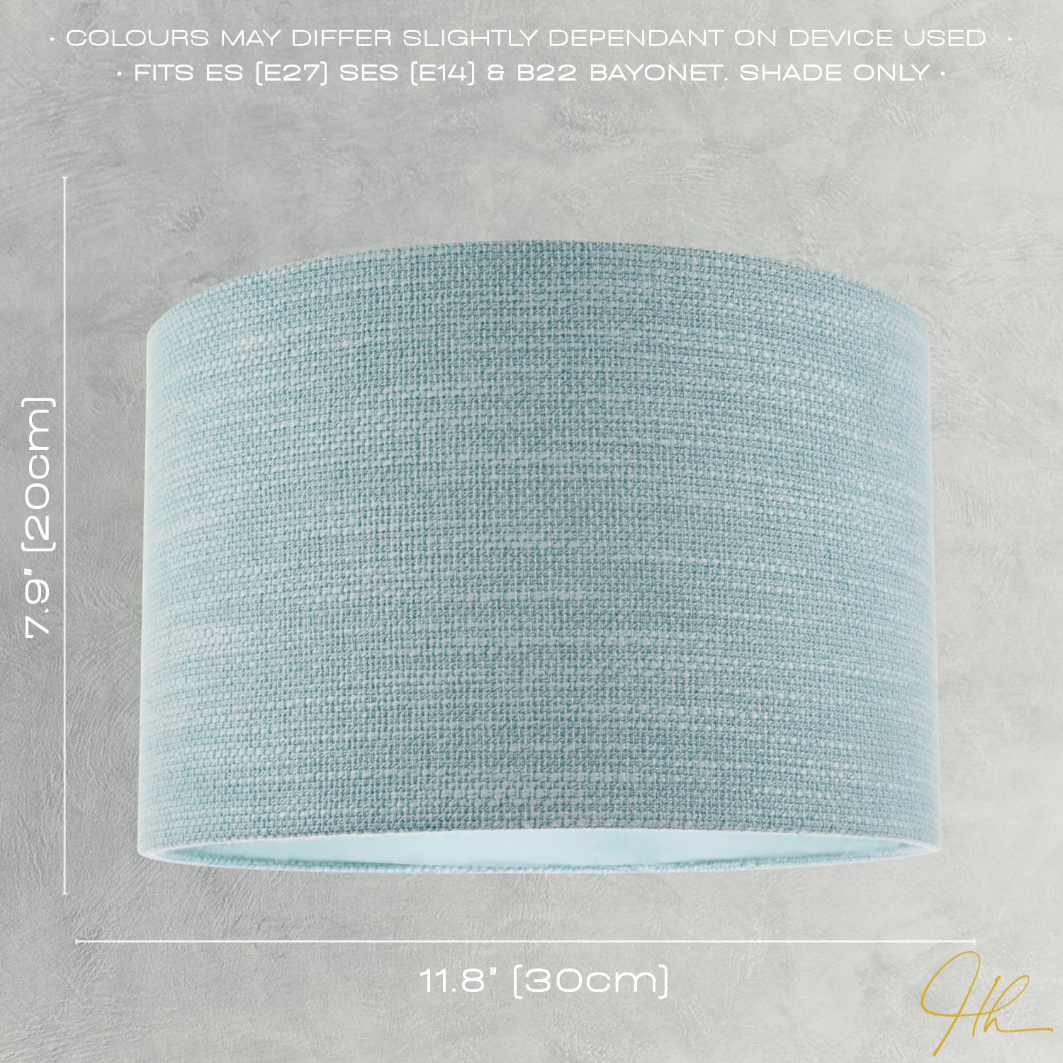 Designer Bobbled and Textured Linen Lamp Shade in Light Duck Egg Blue Image 6