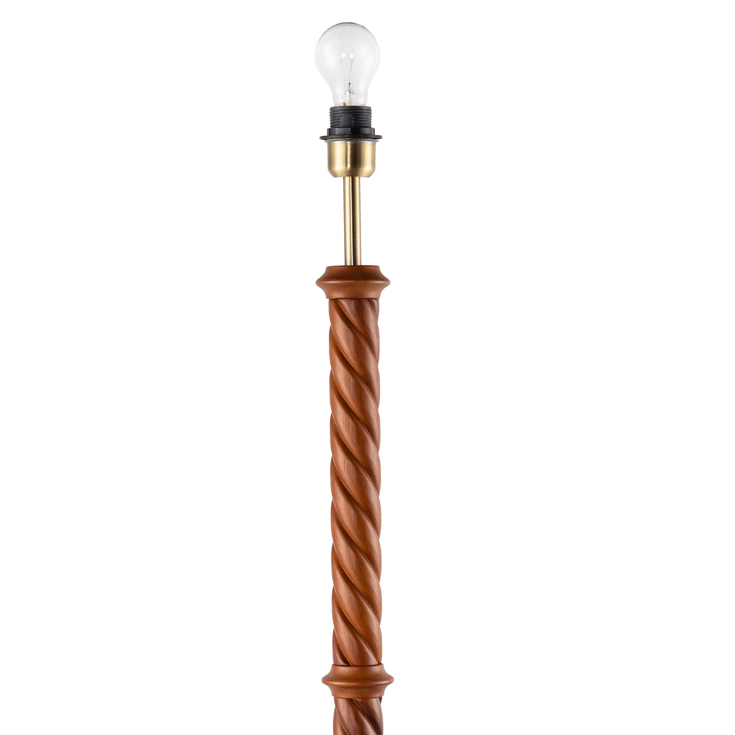 Mahogany Wooden Classic Floor Lamp Base with Twisting Pole Design Image 3
