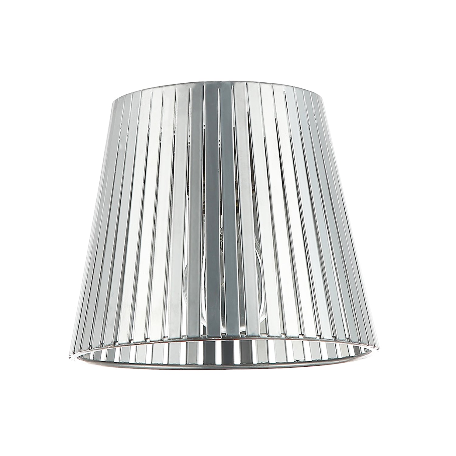 Industrial Retro Matte Silver Light Shade with Flat Metal Strips 18cm Diameter Image 1