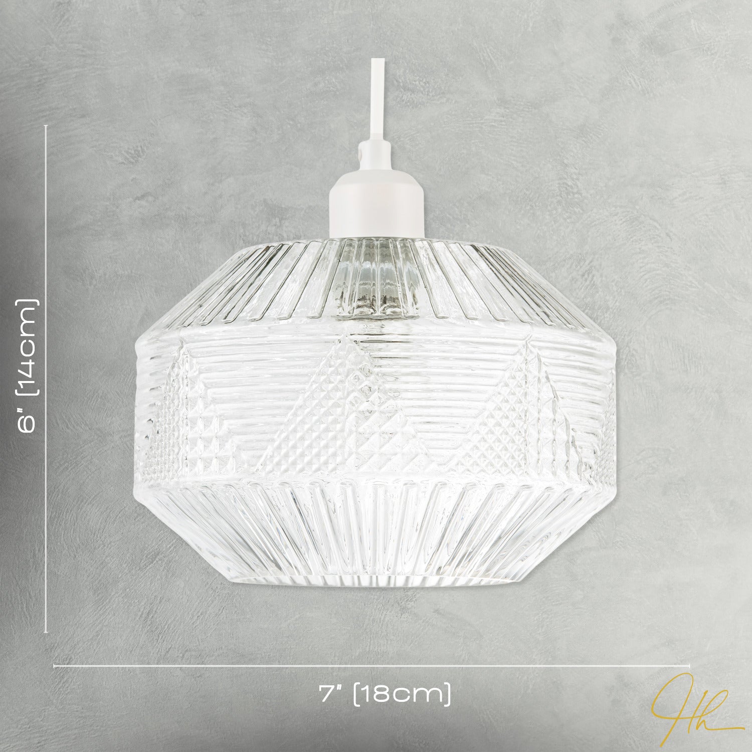 Designer Multi-Faceted Hexagonal Drum Clear Glass Pendant Light Shade Image 7