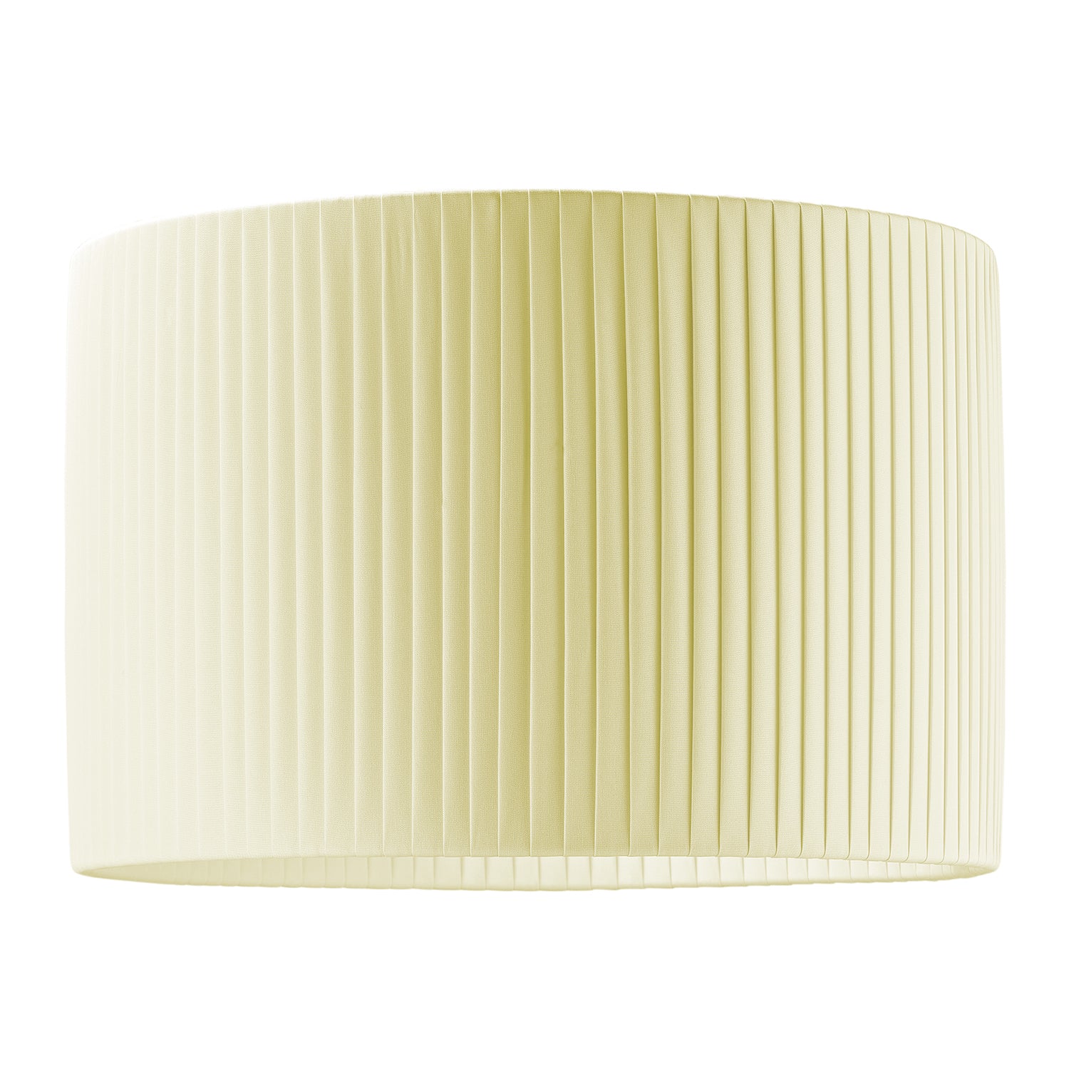 Contemporary Designer Double Pleated Cream Cotton Fabric 12" Drum Lamp Shade Image 1