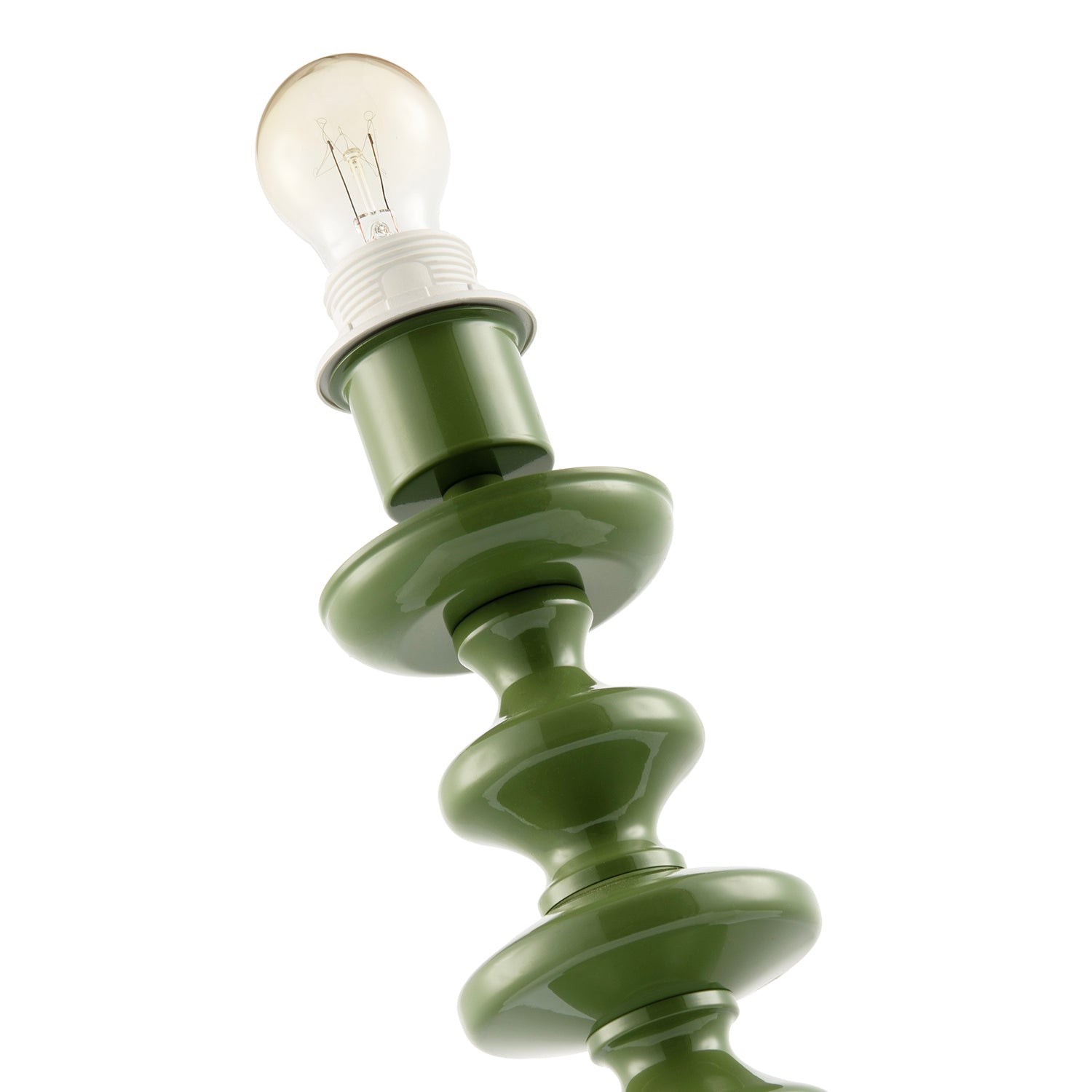 Modern Olive Green Gloss Table Lamp Base with Chic Round Step Design Image 5