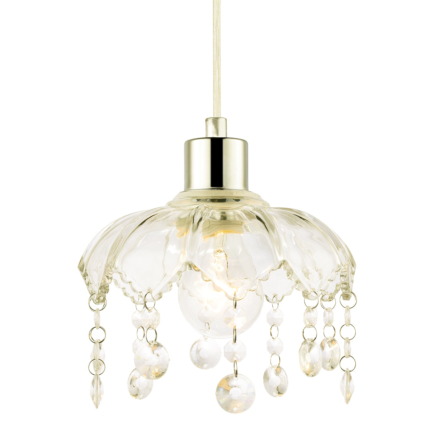 Traditional and Shabby Chic Clear Glass Easy Fit Pendant Lamp Shade Image 2