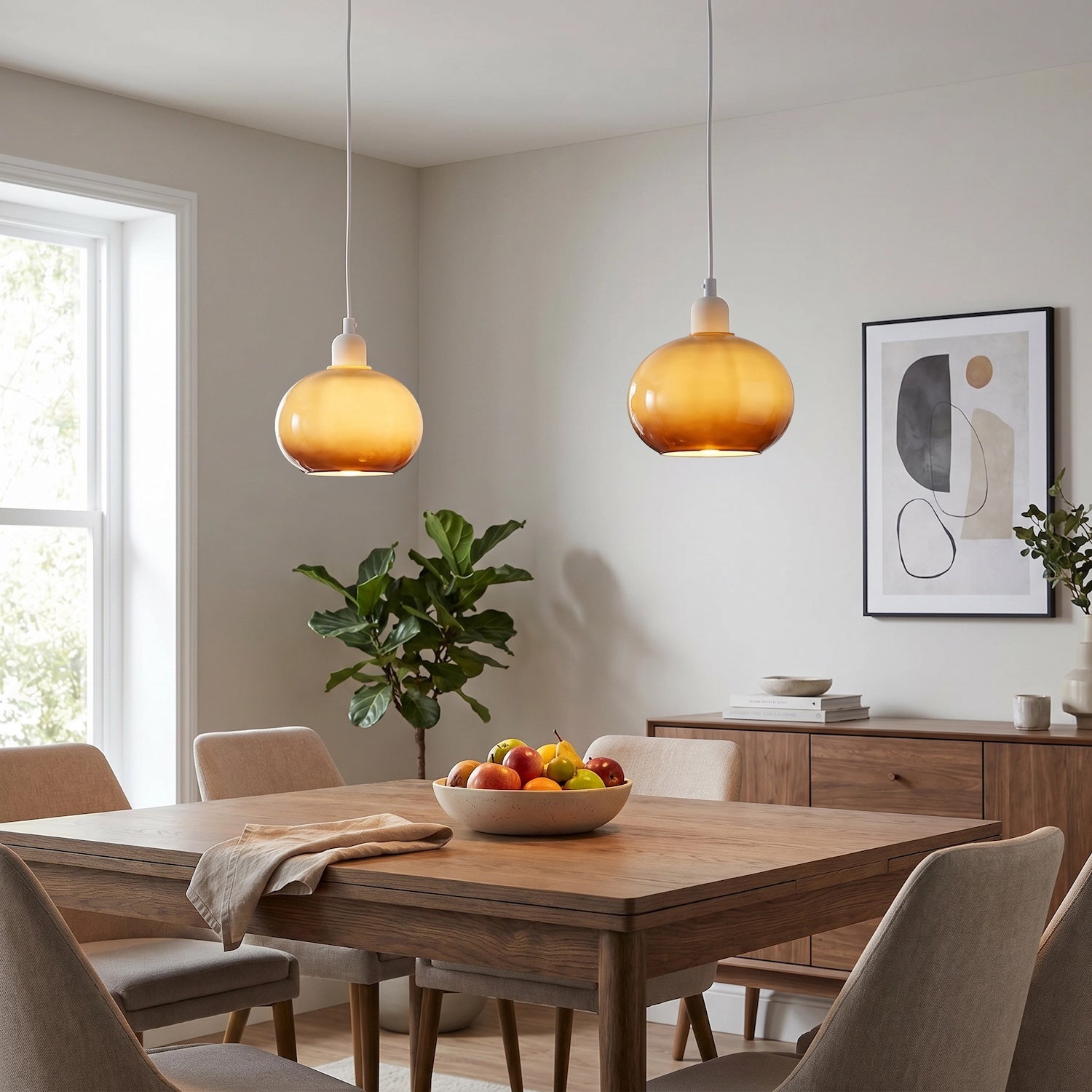 Gradient Amber Glass Globe Pendant Lamp Shade in Rounded Globe Form Image 6