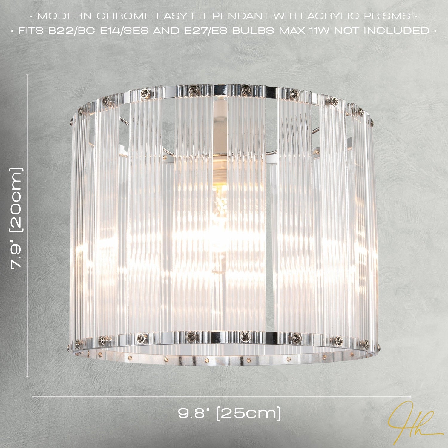 Designer Pendant Light Shade with Rippled Acrylic Transparent Columns Image 7