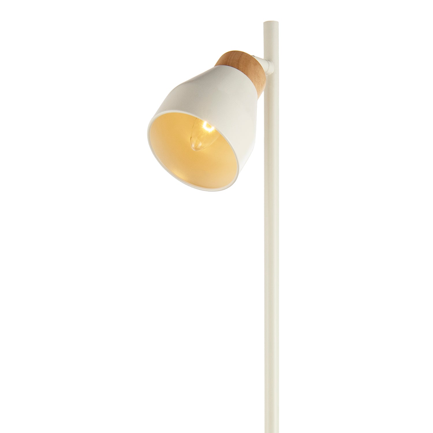 Muted Dove Grey Scandinavian Designed Floor Lamp with Wooden Trim Image 3