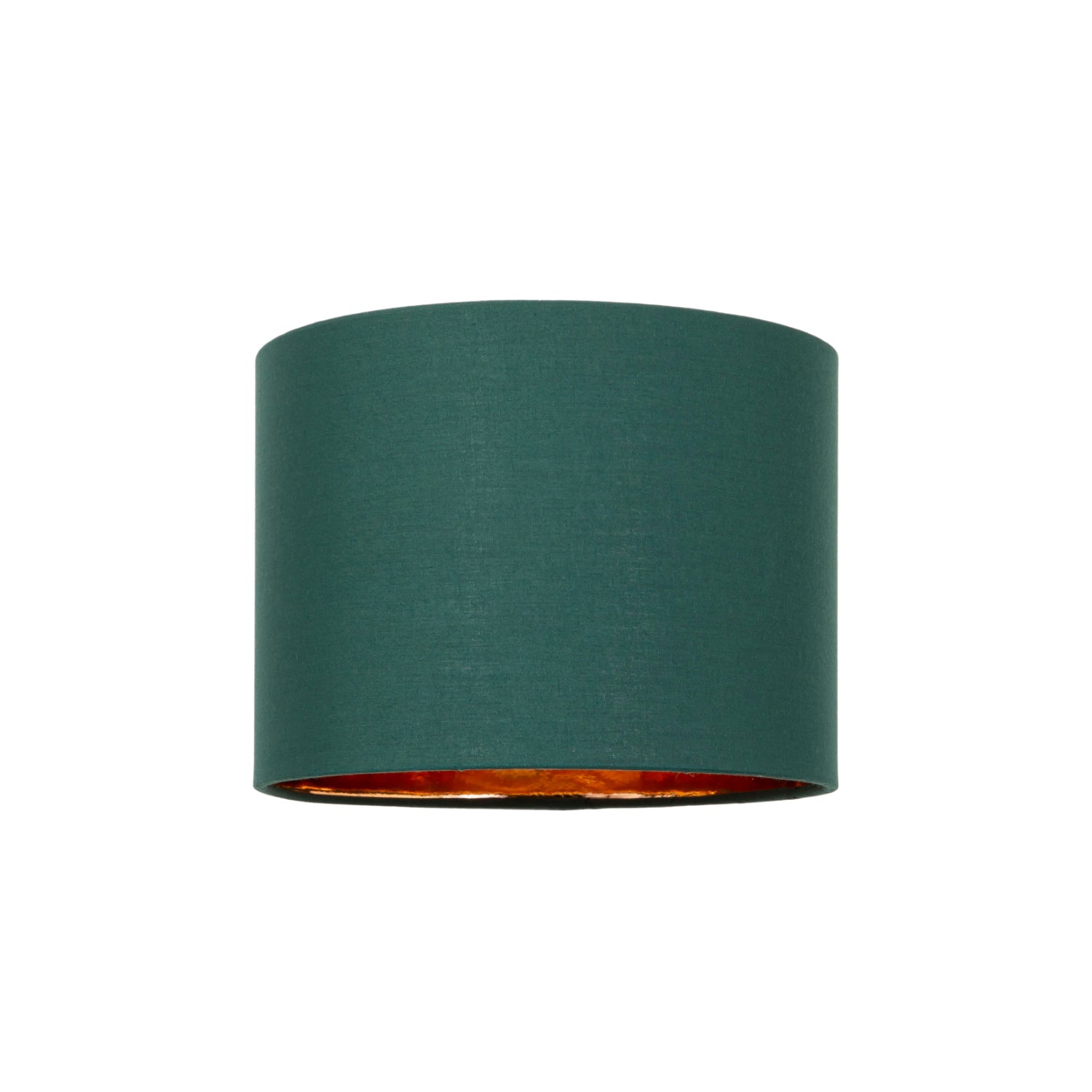 Modern Forest Green Cotton Fabric Small 8" Lamp Shade with Shiny Copper Inner Image 1