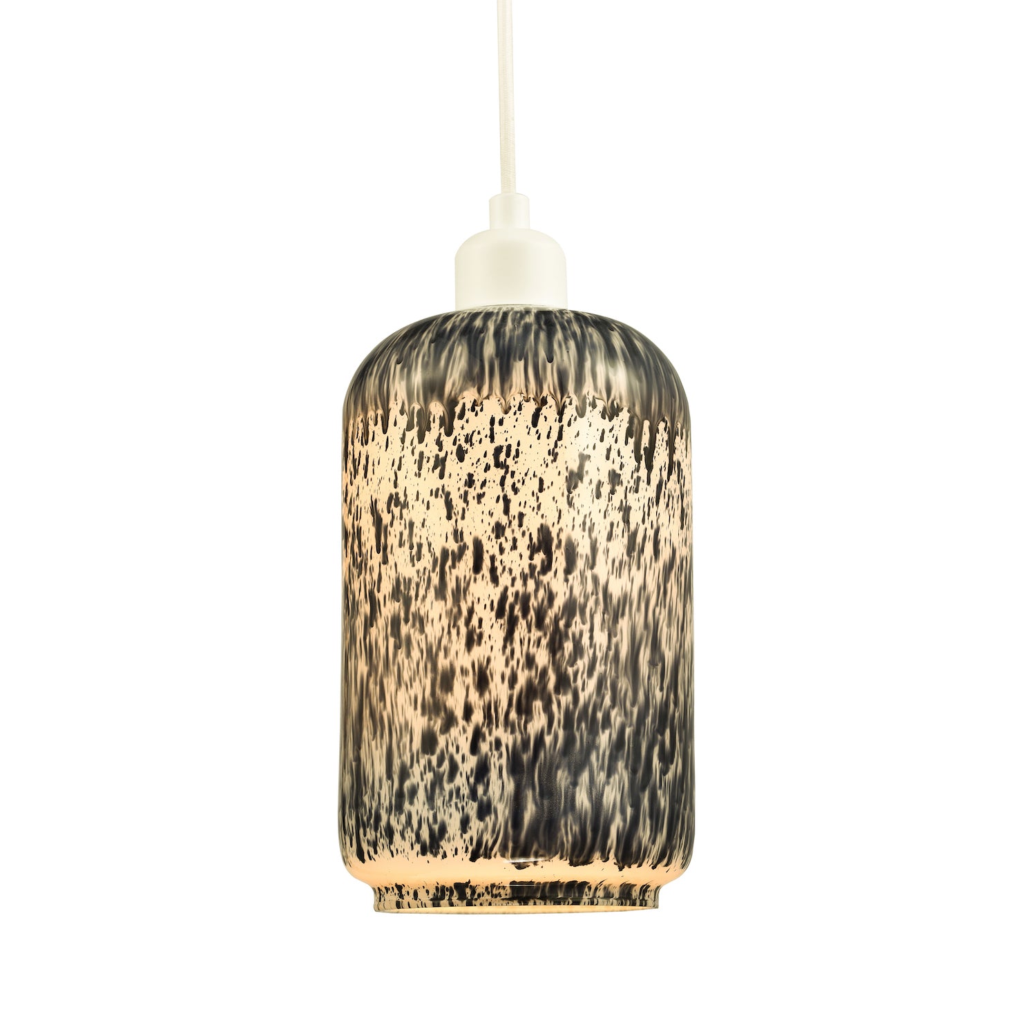 Pendant Light Shade in Dove Grey and Dusty Blue with Snowflake Marble Design Image 1