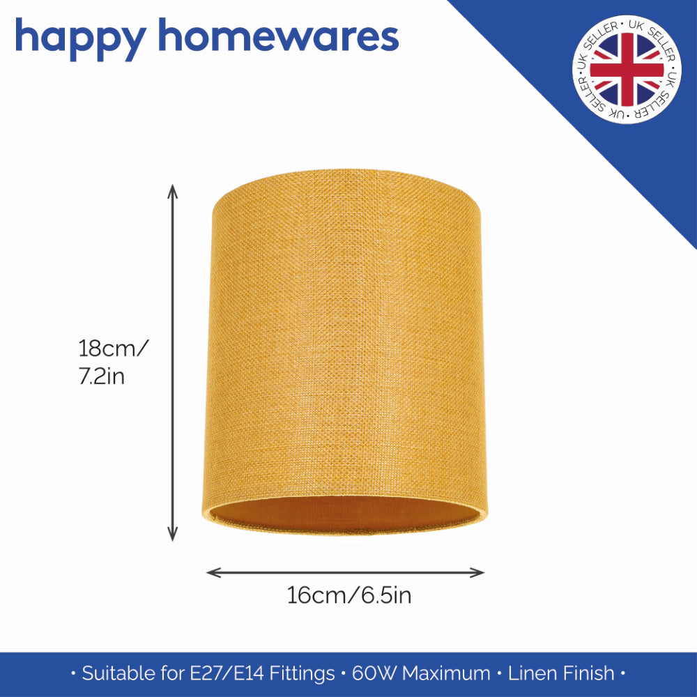 Contemporary and Sleek Ochre Linen Fabric 6" Cylindrical Lamp Shade 60w Maximum Image 5