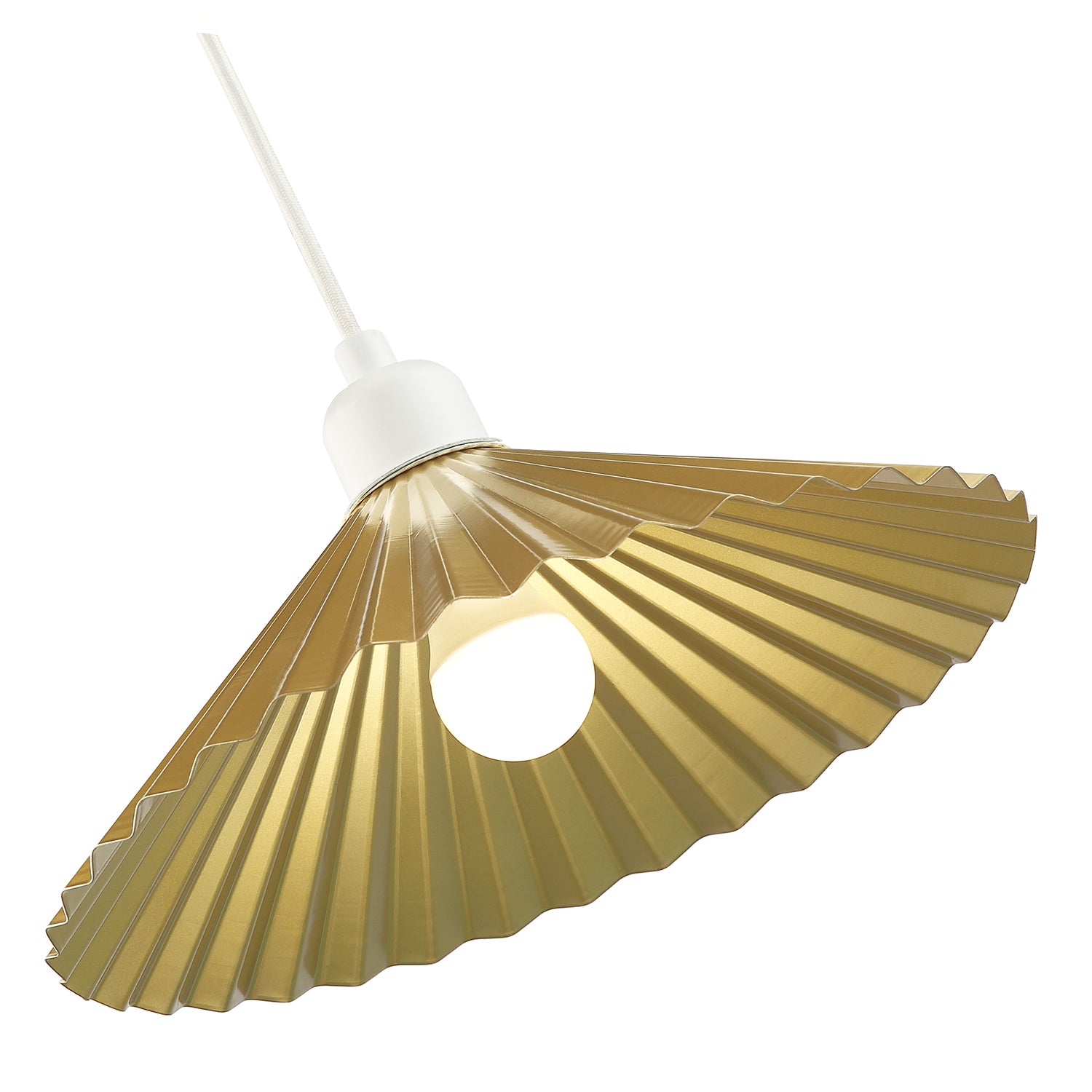 Vintage Ribbed Top Hat Style Metal Pendant Light Shade in Satin Gold Finish Image 4