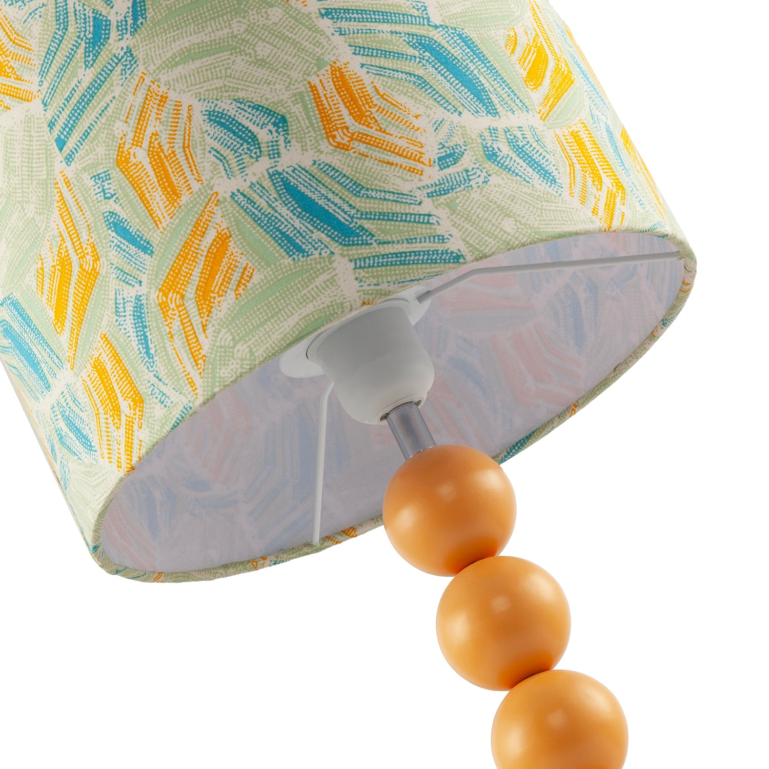 Chic Yellow Table Lamp with Graphic Style Multi Colour Fabric Shade Image 3