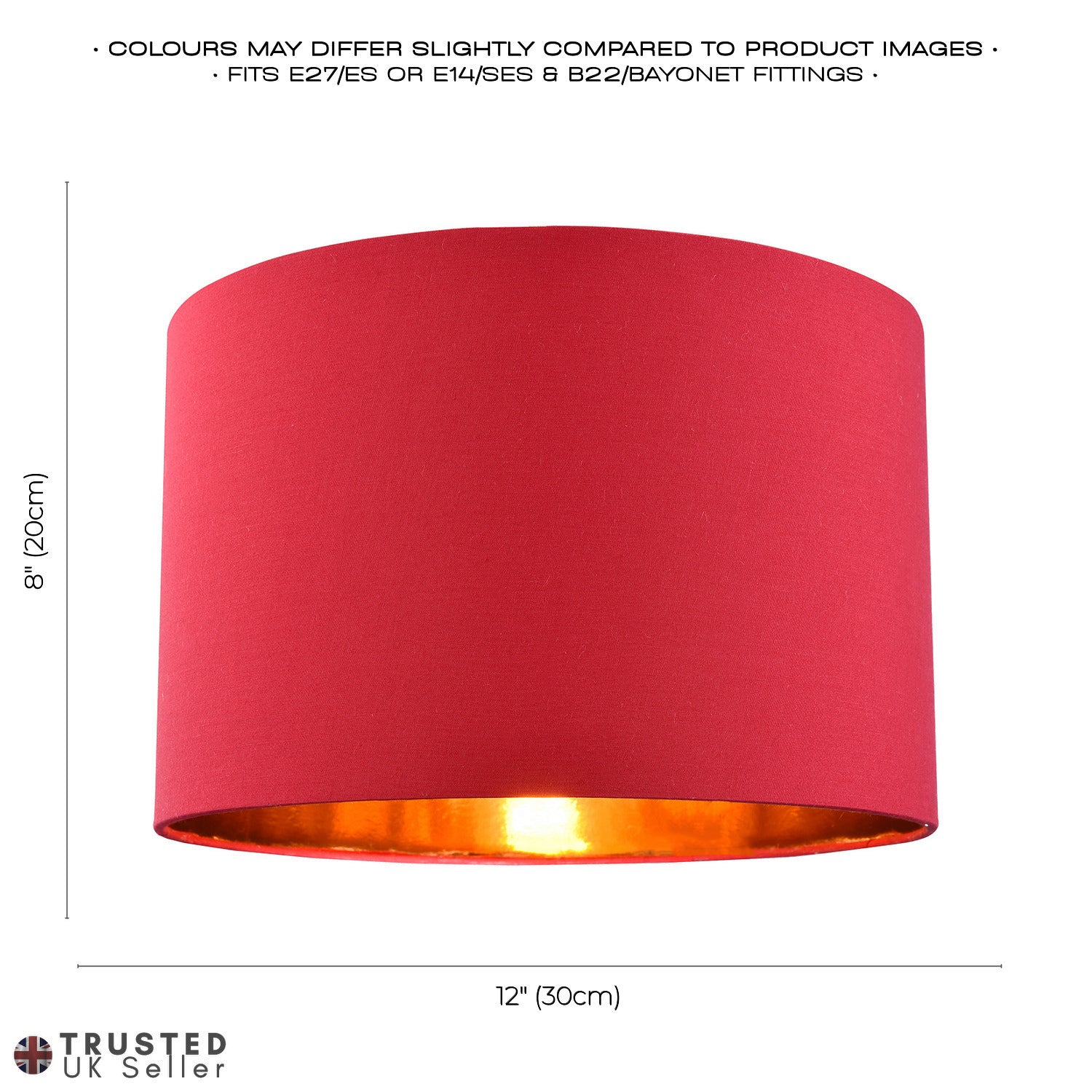 Modern Chic Burgundy Cotton 12" Table/Pendant Lamp Shade with Shiny Copper Inner Image 6