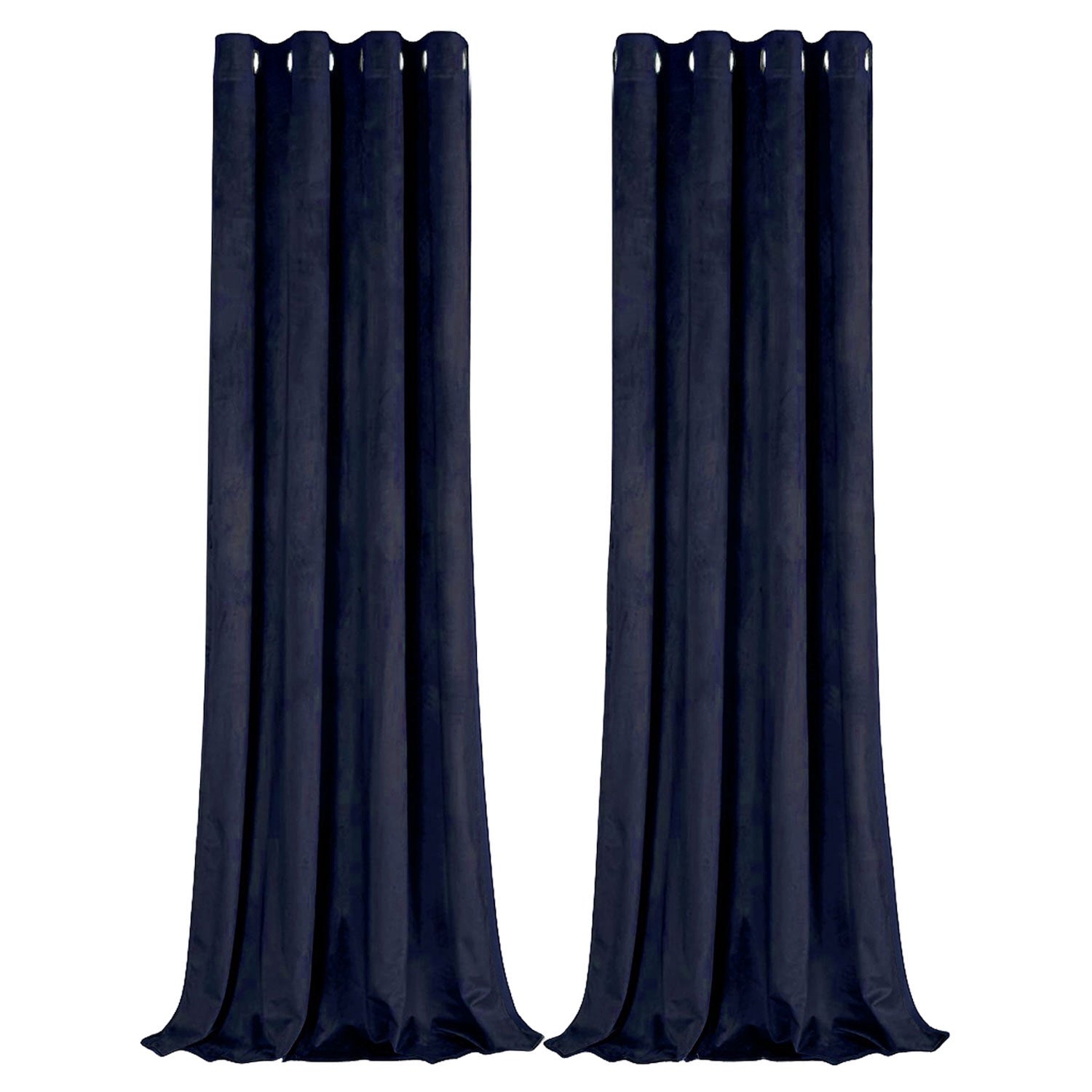 Midnight Blue Velvet Blackout Eyelet Curtains - 46x63 Inch Drop - Pair Image 1
