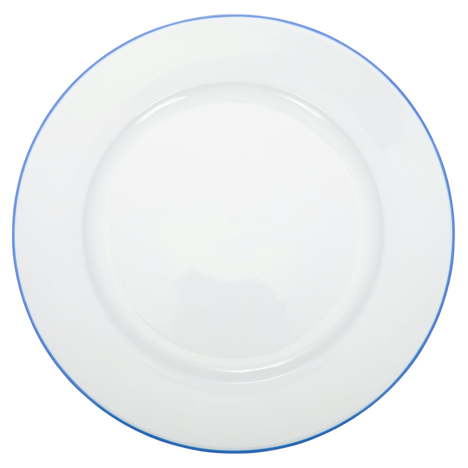 Set of 4 Durable White Ceramic Dinner Plates with Elegant Blue Rim Image 2