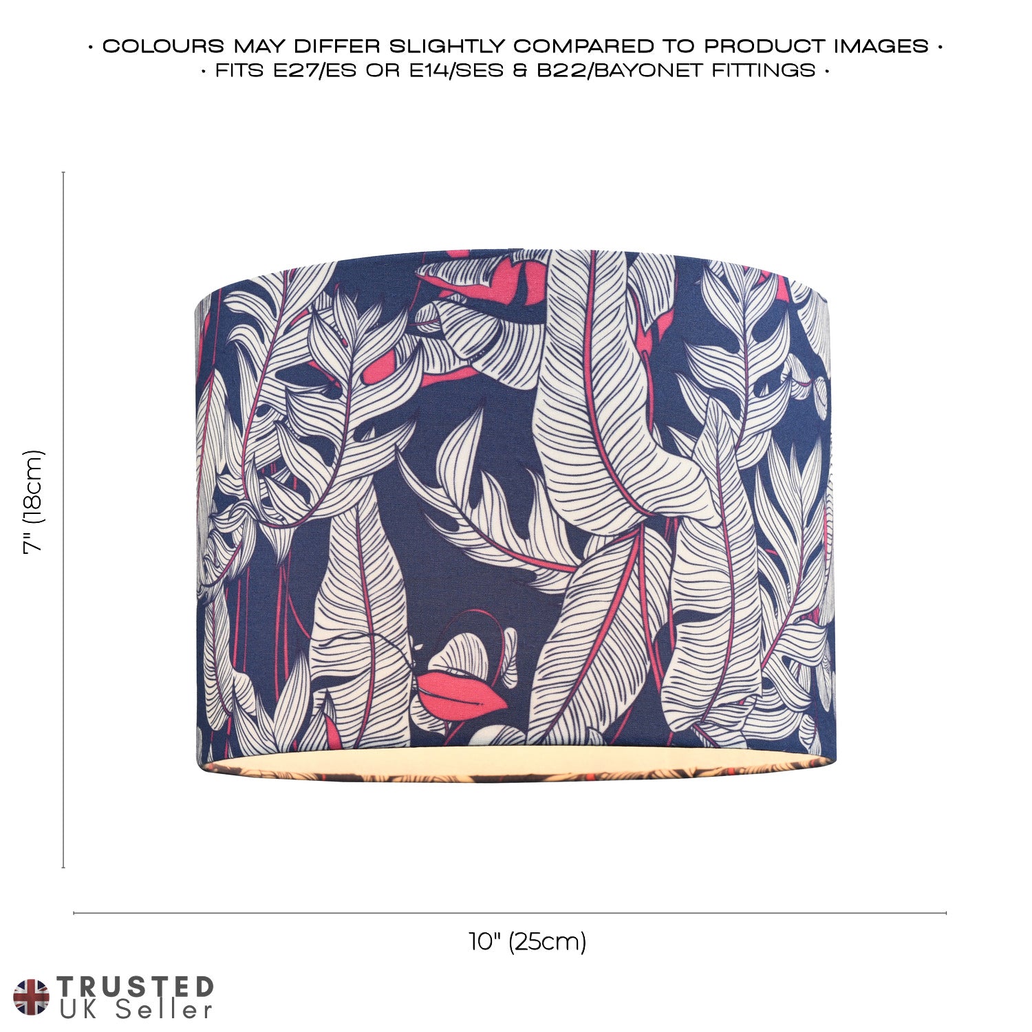 Deep Purple Palm Tree Themed Cotton Lamp Shade with White Satin Inner Lining Image 6