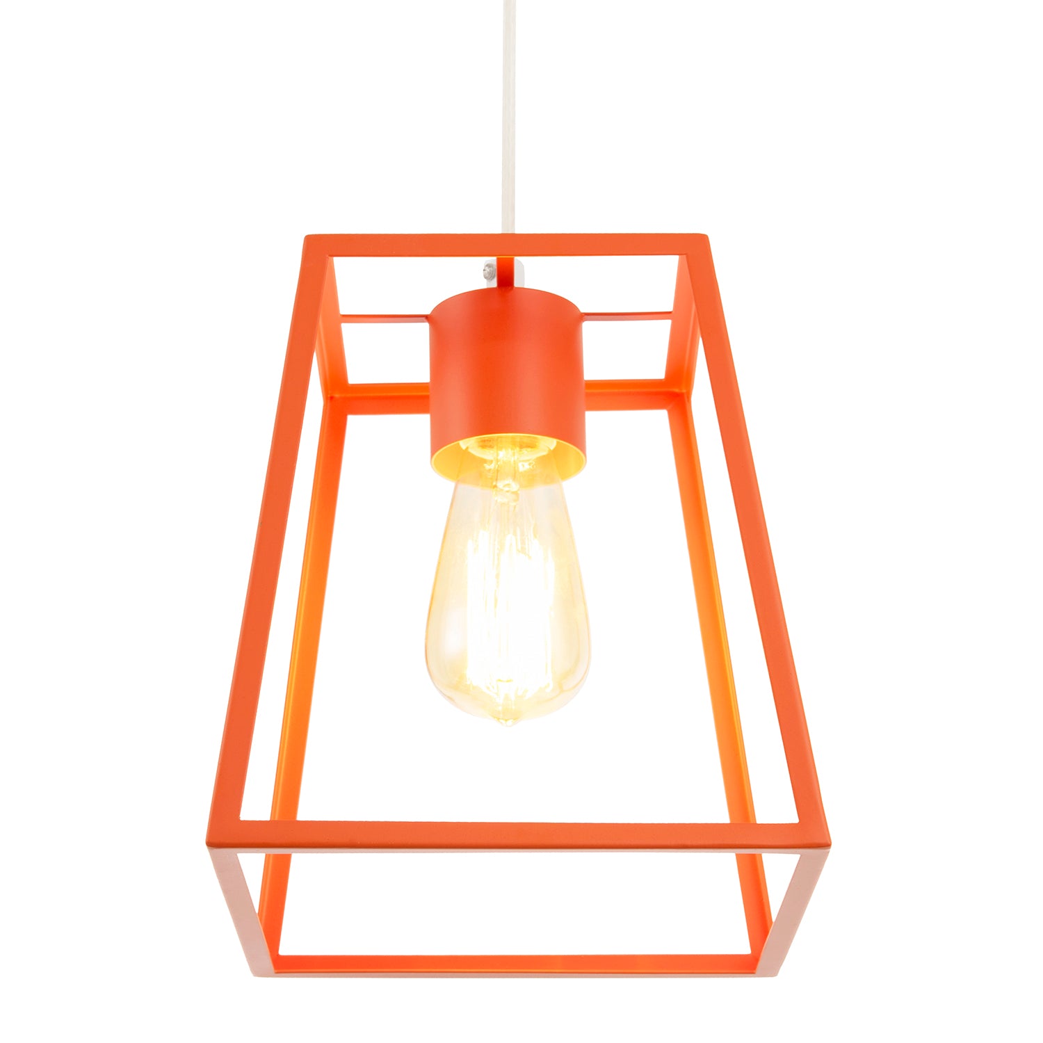 Industrial Lantern Lamp Shade in Orange with Square Top and Bottom Image 8