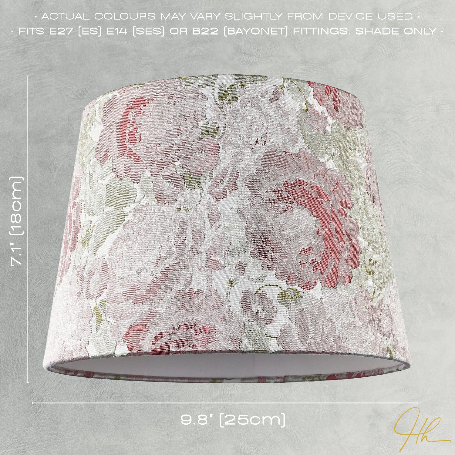 Pink Rose Floral Designed Drum Lamp Shade in Jacquard Cotton Fabric Image 7