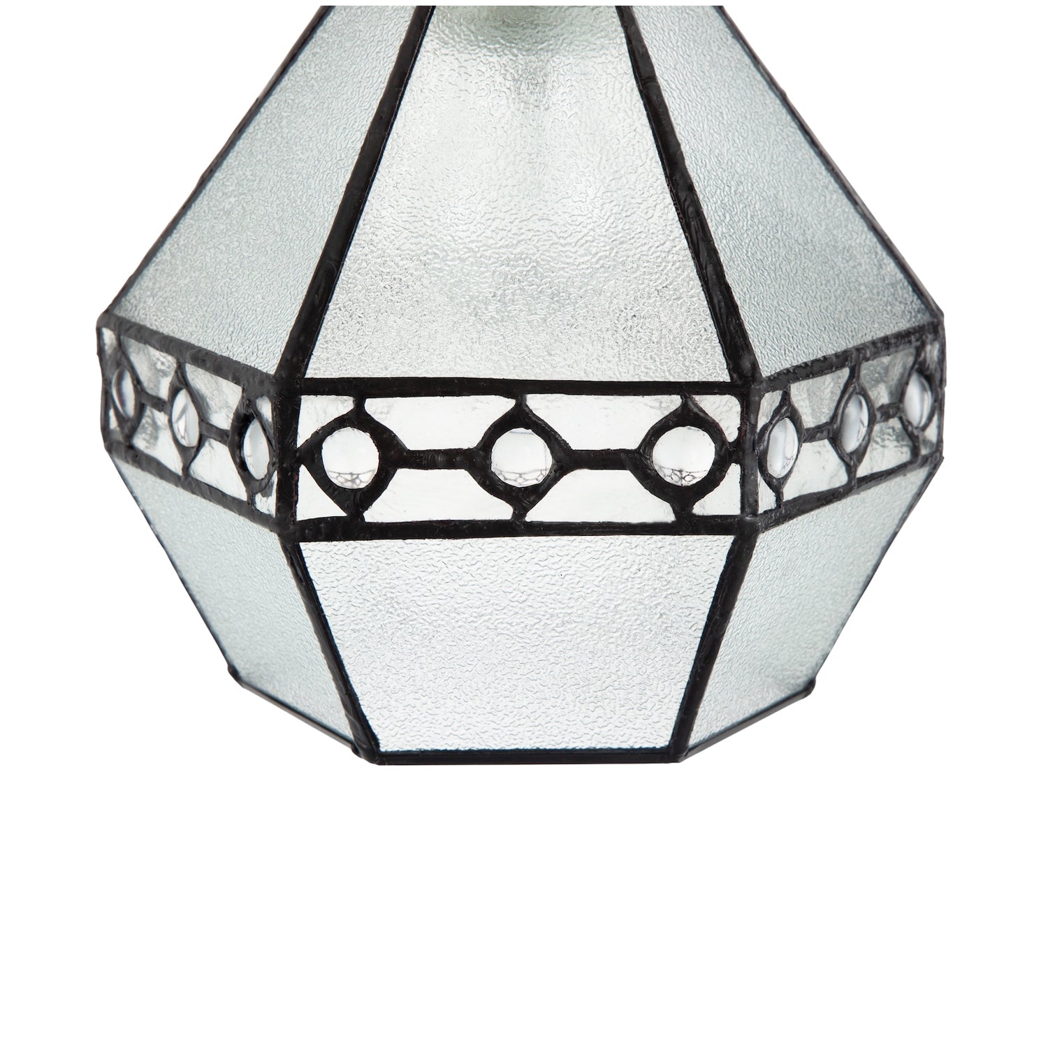 Industrial Style Pendant Light Shade with Frosted Glass and Clear Gems Image 3