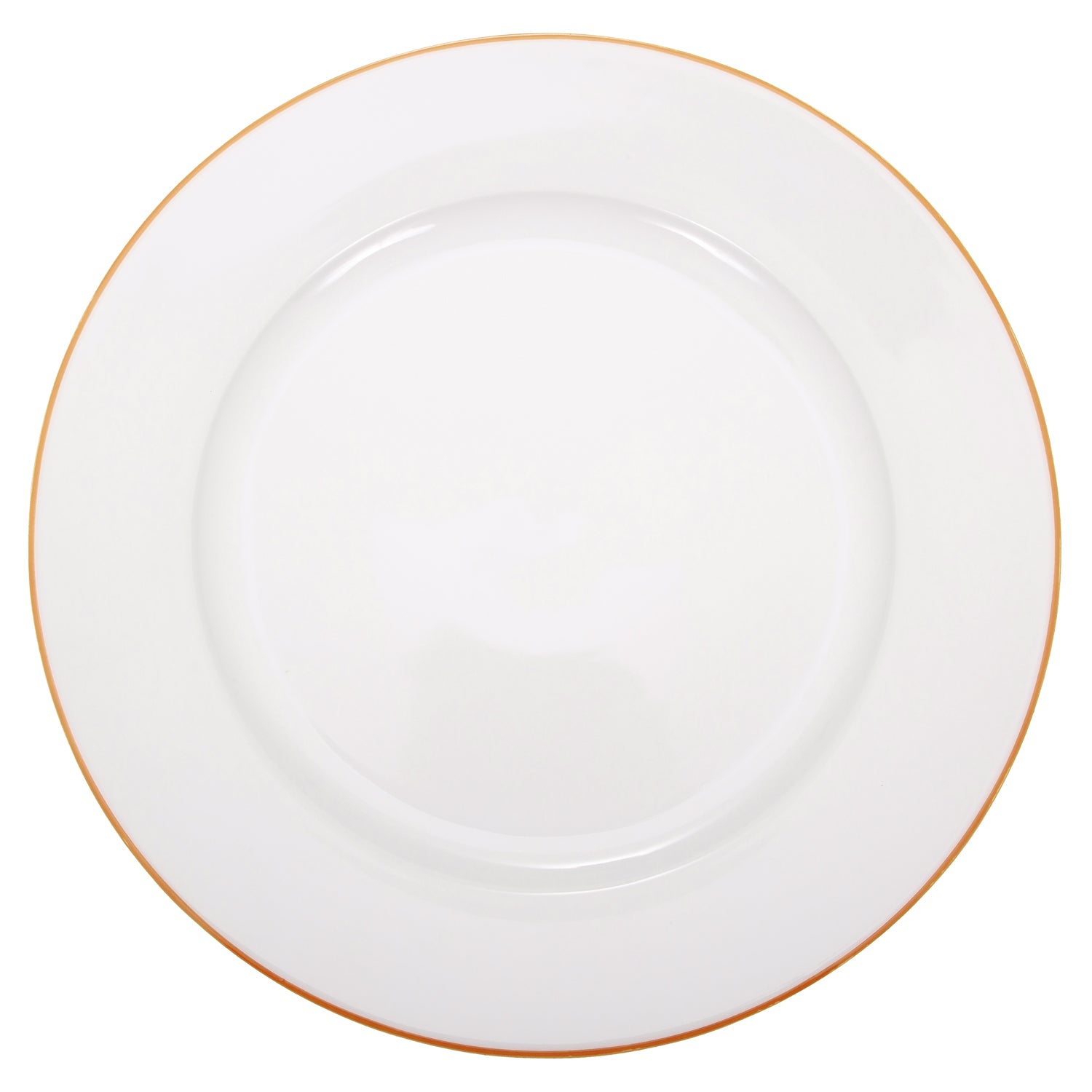 Set of 4 Durable White Ceramic Dinner Plates with Elegant Orange Rim Image 3