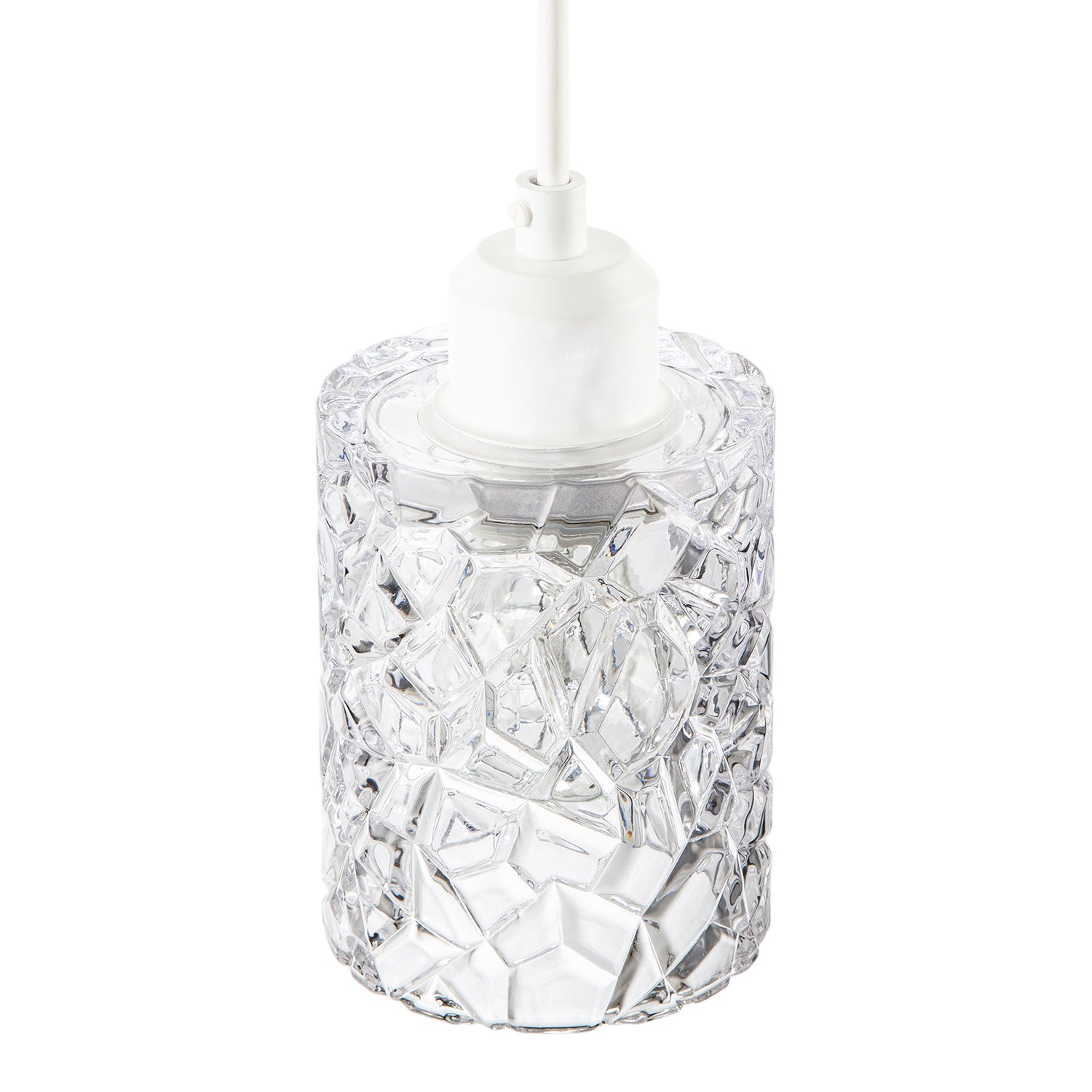 Modern Straight Sided Cylindrical Pendant Shade with Faceted Surface Image 3