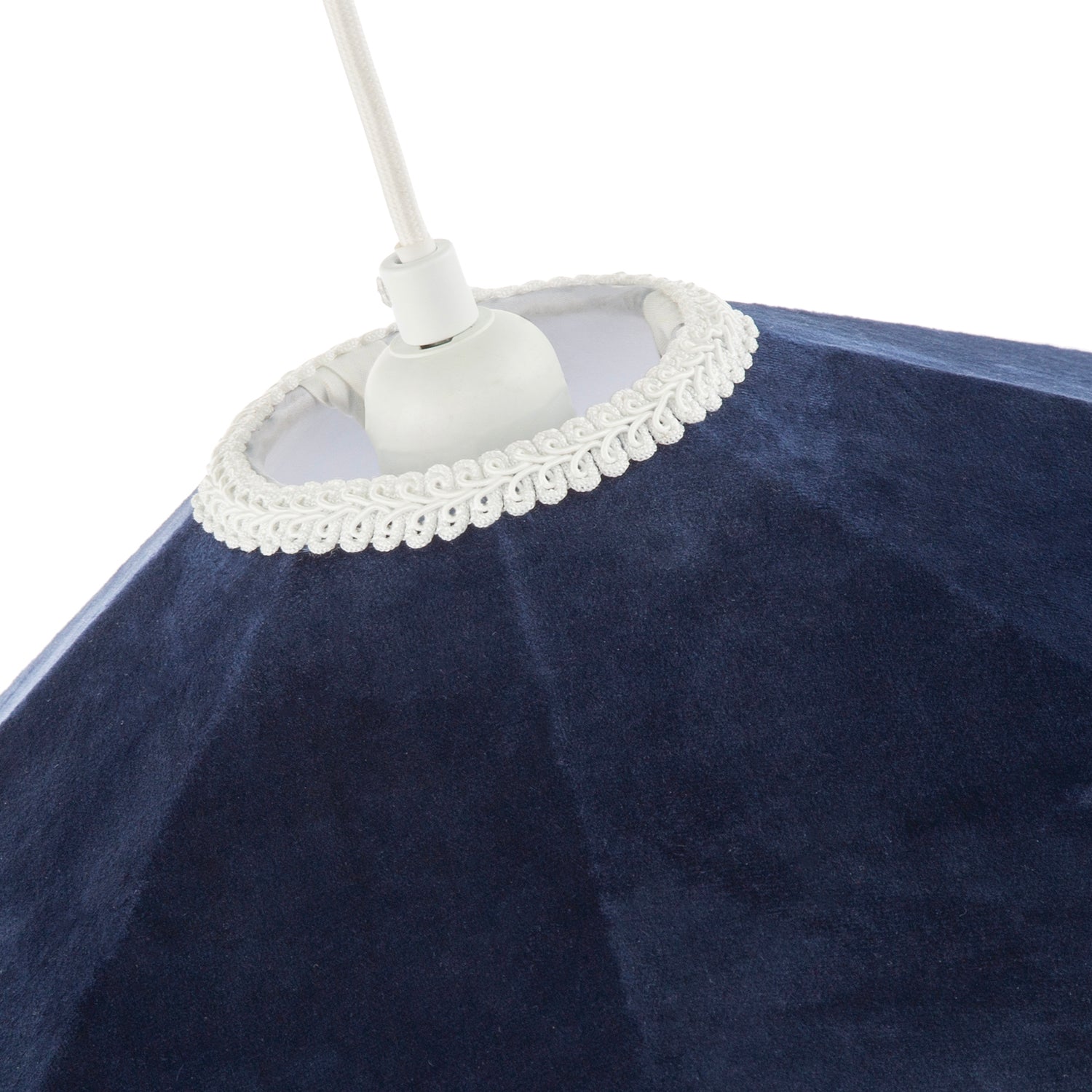 Ornate Victorian Shape Pendant Light Shade in Midnight Blue Velvet Image 4