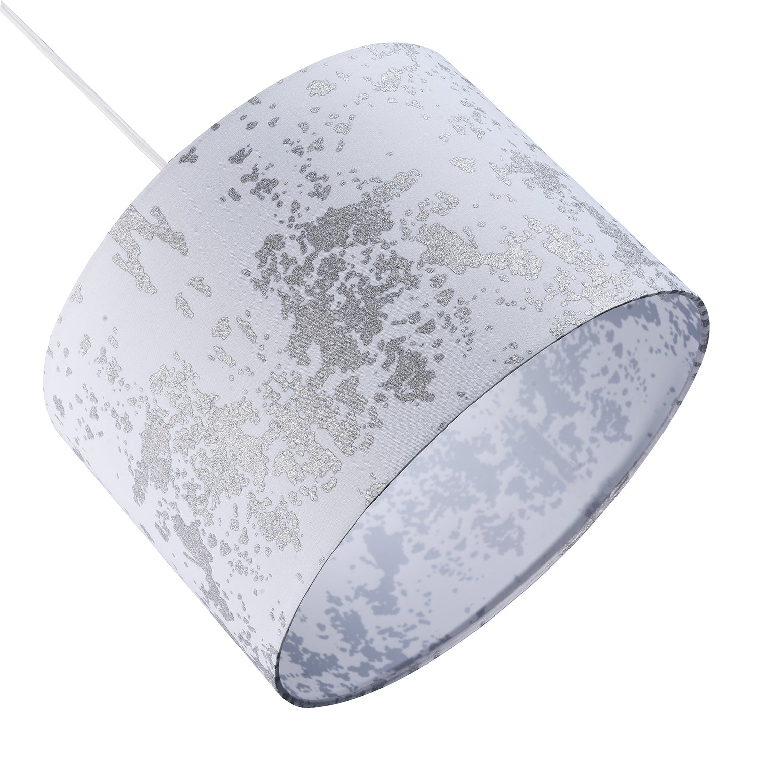 Modern White Cotton Fabric Lampshade with Silver Foil Decor for Table or Ceiling Image 4