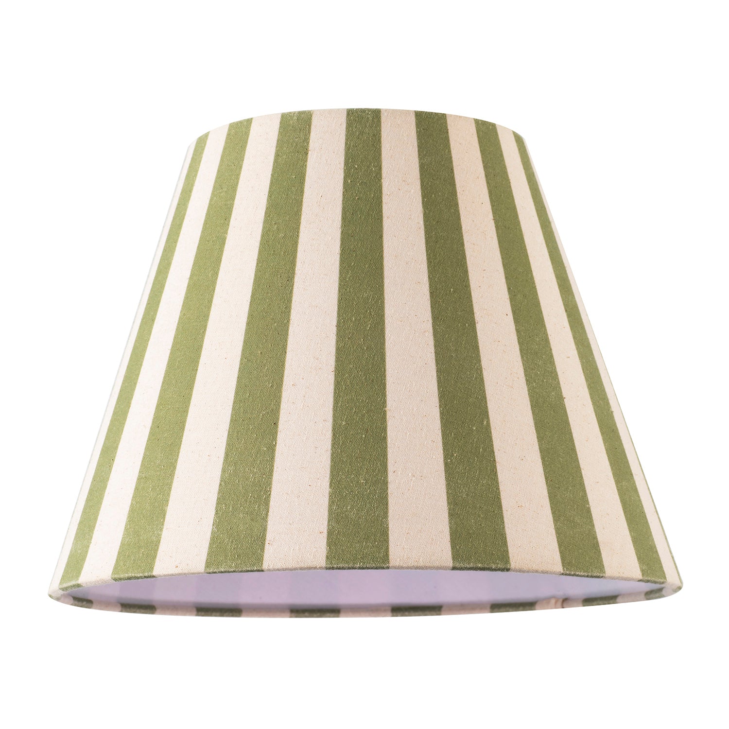 Olive Green and Oatmeal Linen Striped Coolie Shade with Cotton Inner Image 1