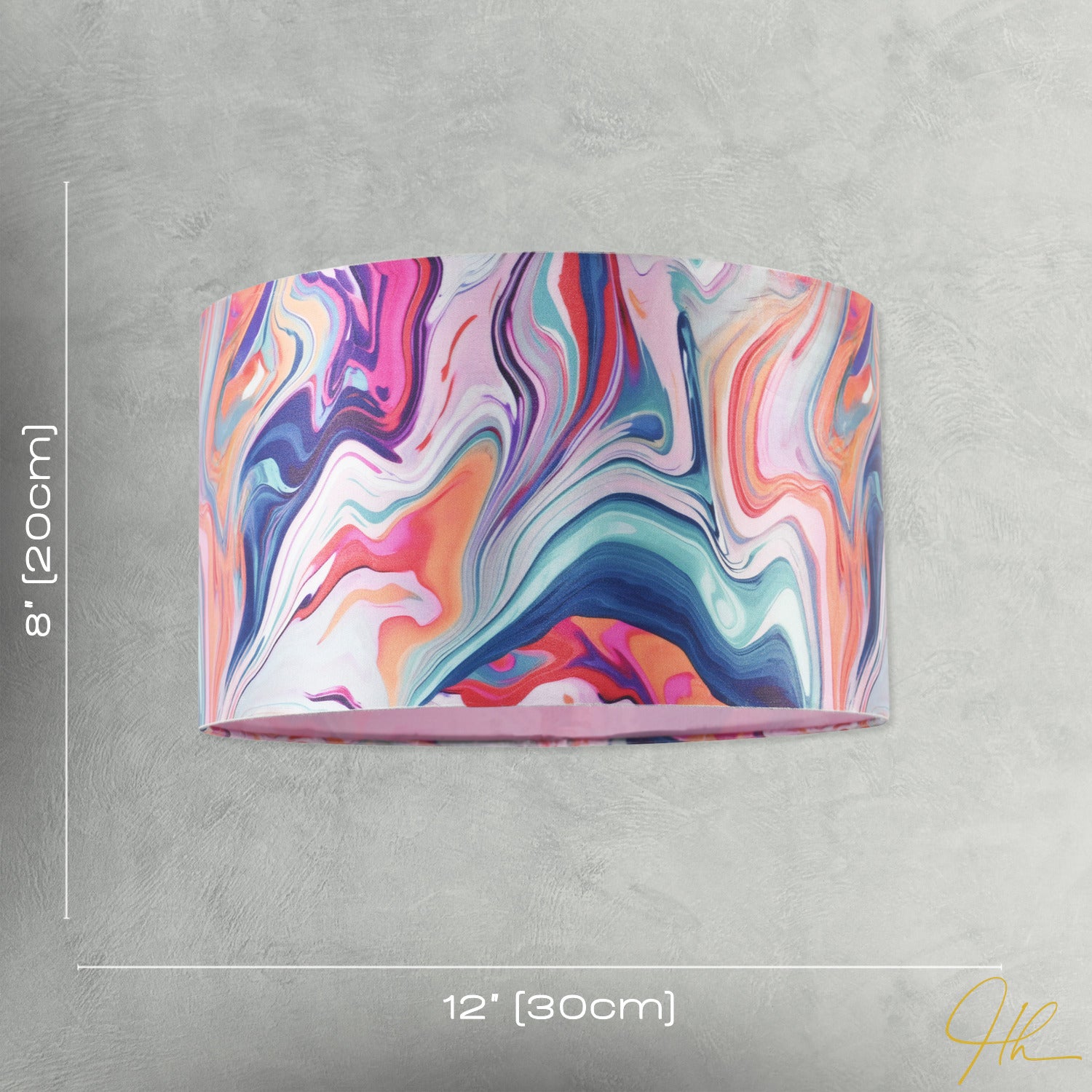 Modern Chic Satin Fabric Lamp Shade with Colour Mix Marble Design Image 7