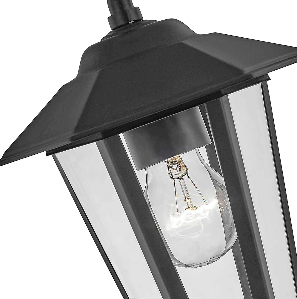 Contemporary Black Die-Cast Hanging Lantern Porch Light Fitting Image 2