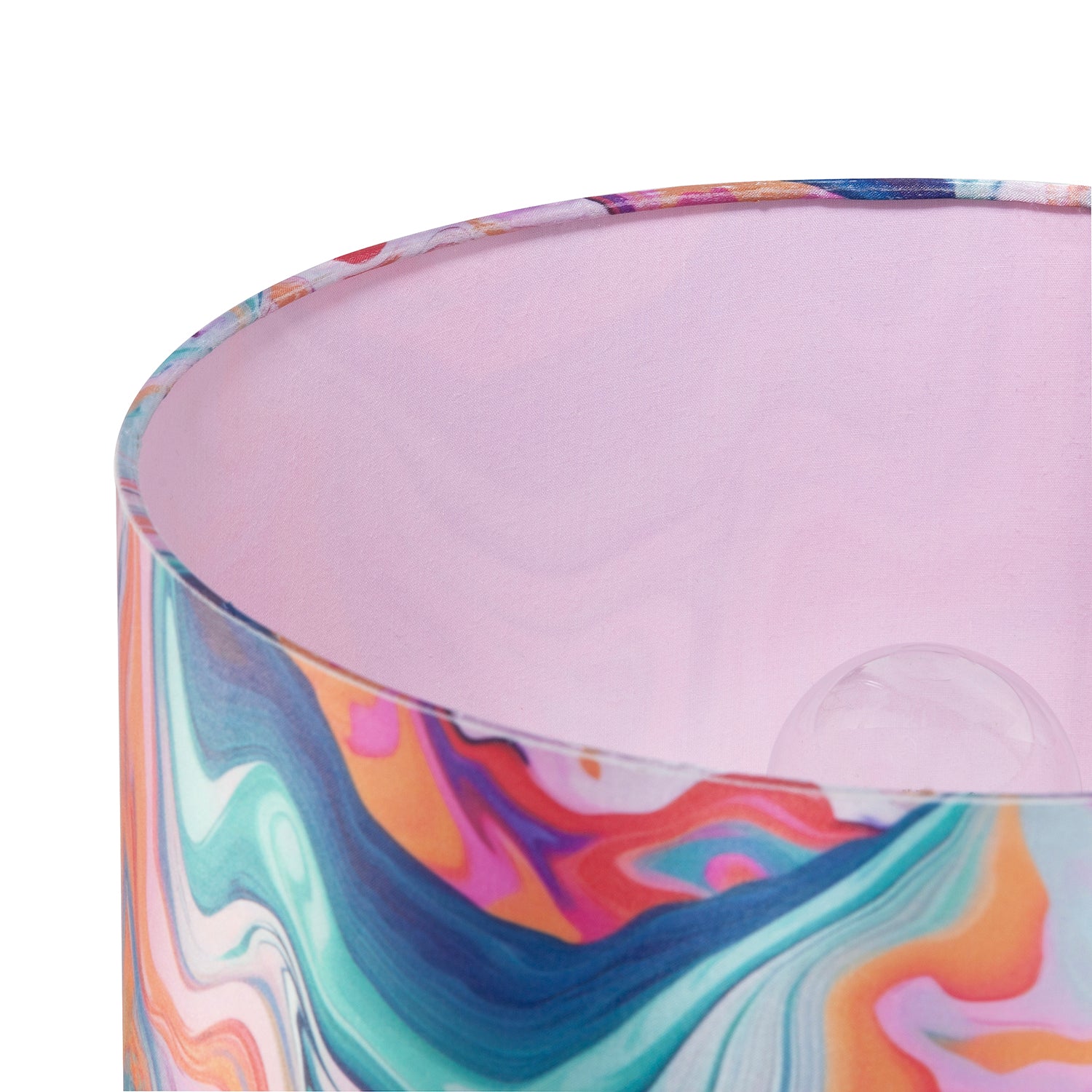 Modern Chic Satin Fabric Lamp Shade with Colour Mix Marble Design Image 4