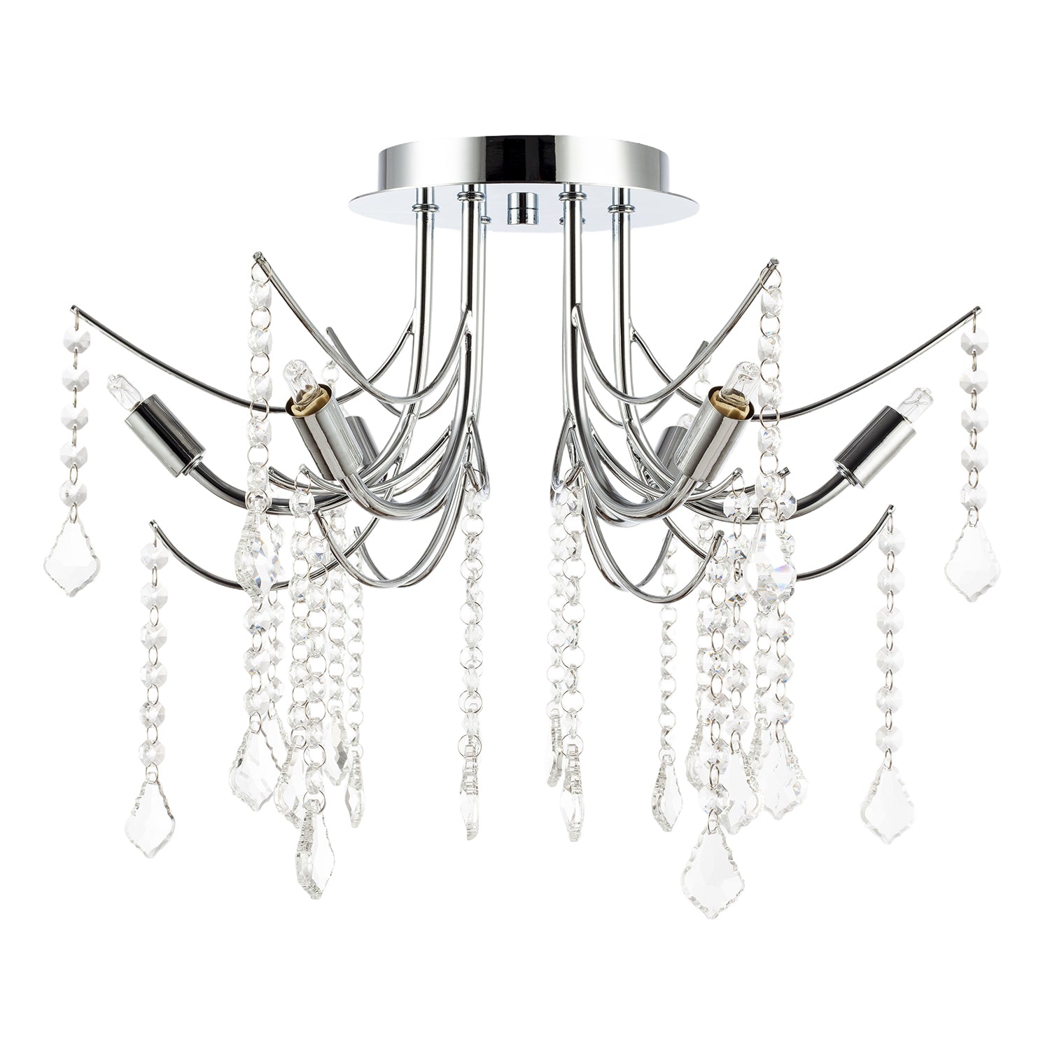 Elegant Semi Flush Chandelier Ceiling Light Fitting in Polished Chrome Image 1