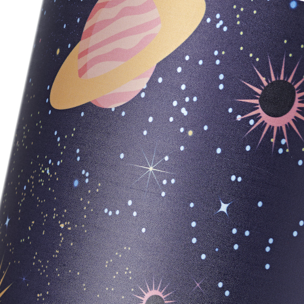 Colourful Universe Themed Lampshade in Navy Blue with Planets, Suns and Stars Image 3