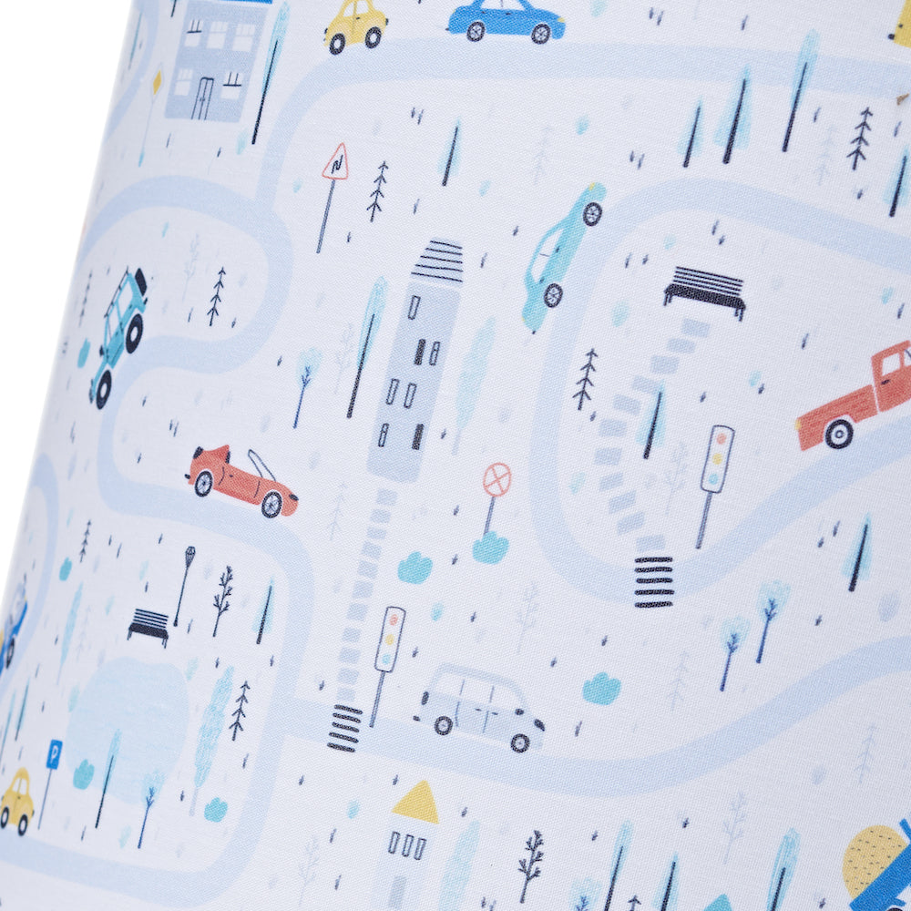 Children's Play Village Lamp Shade - Town City Car Roads Map with Cars & Trucks Image 3