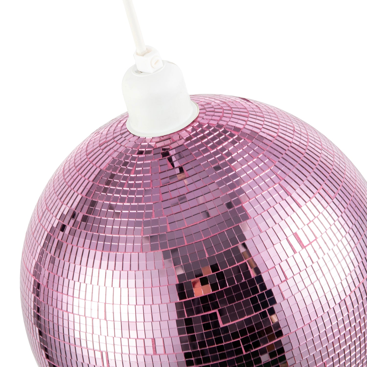 Shiny Disco Mosaic Ball in Vibrant Pink Mirrored Tiled Retro Style Image 3