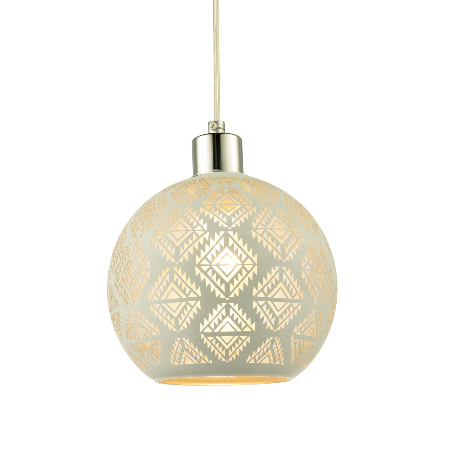 Modern Round Matte White Pendant Lighting Shade with Laser Cut Diamond Shapes Image 1