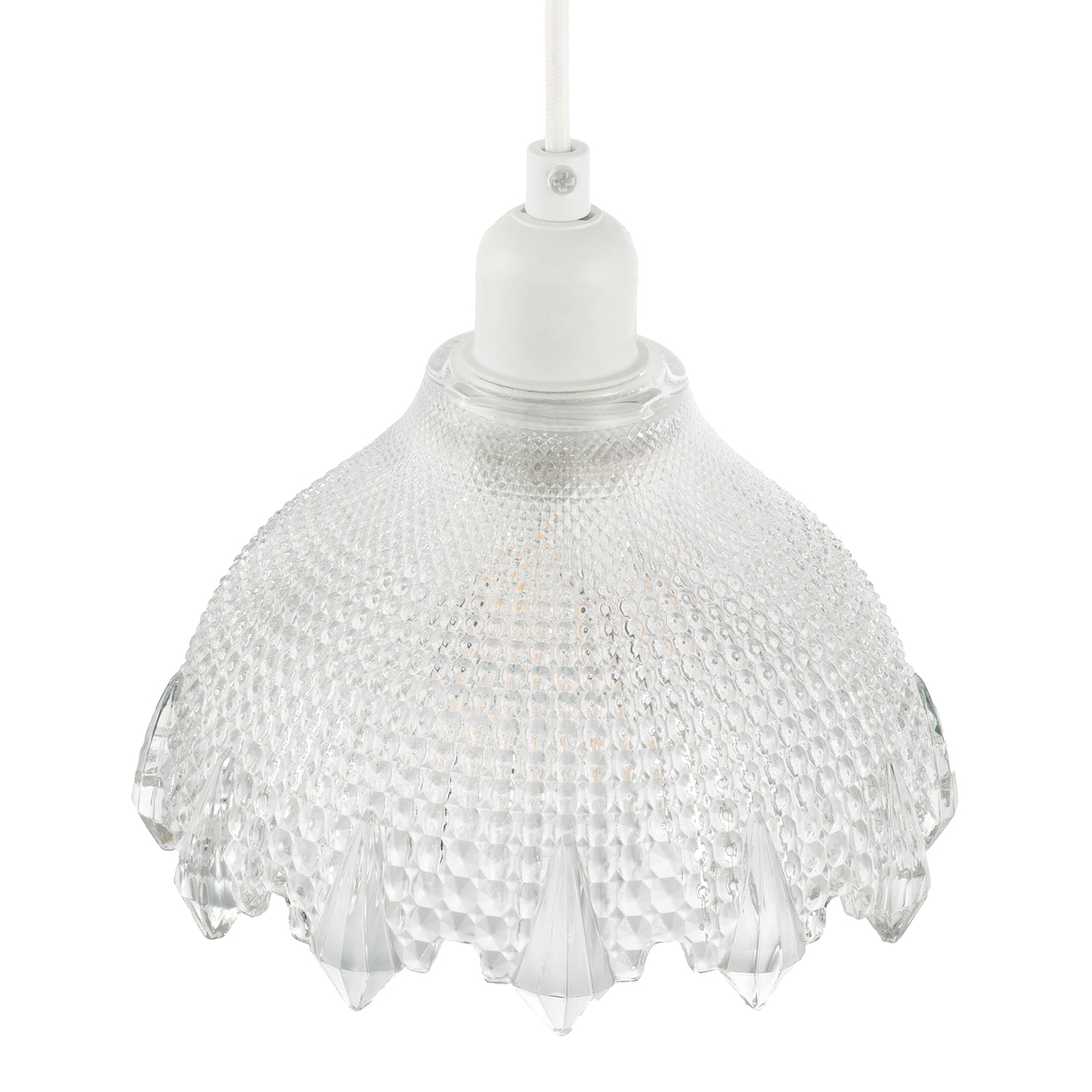 Classic Ornate Round Clear Glass Pendant Shade with Moulded Design Image 3