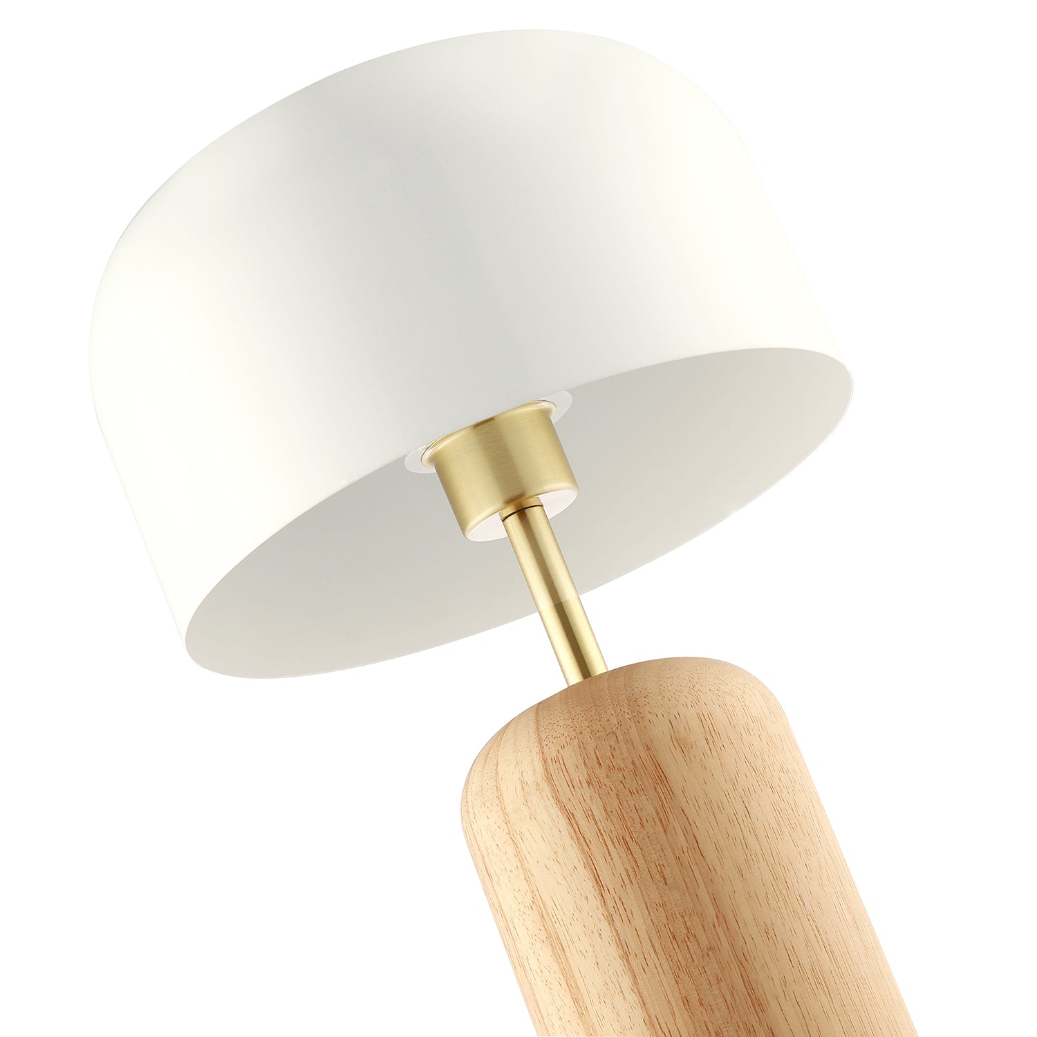 Modern Designer Wooden Table Lamp with White Gloss Domed Metal Shade Image 3