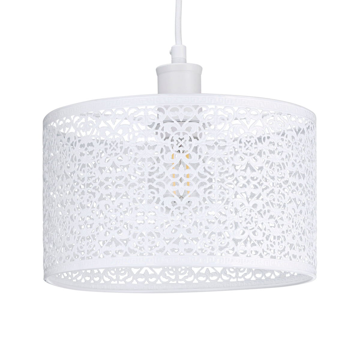 Ornate Moroccan Style Decorated Gloss Metal Pendant Lamp Shade 25cm x 15cm