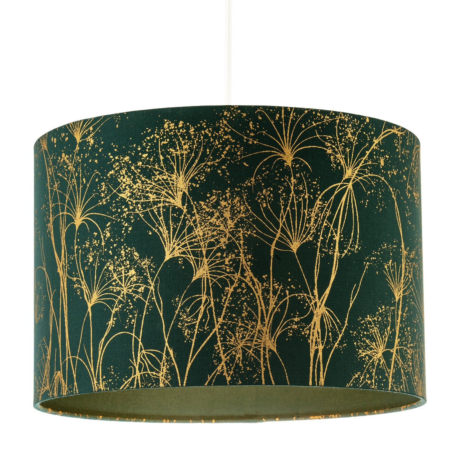Deep Emerald Forest Green Lamp Shade with Botanical Gold Foil Print Image 2
