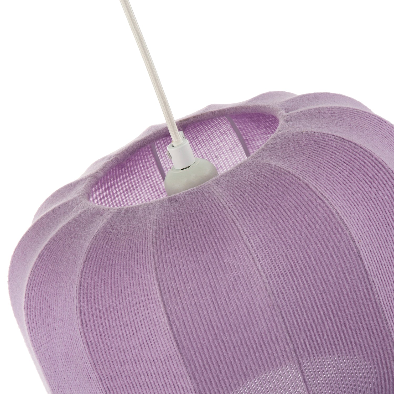Modern Pendant Lamp Shade with Soft Elasticated Fabric Lilac Covering Image 5