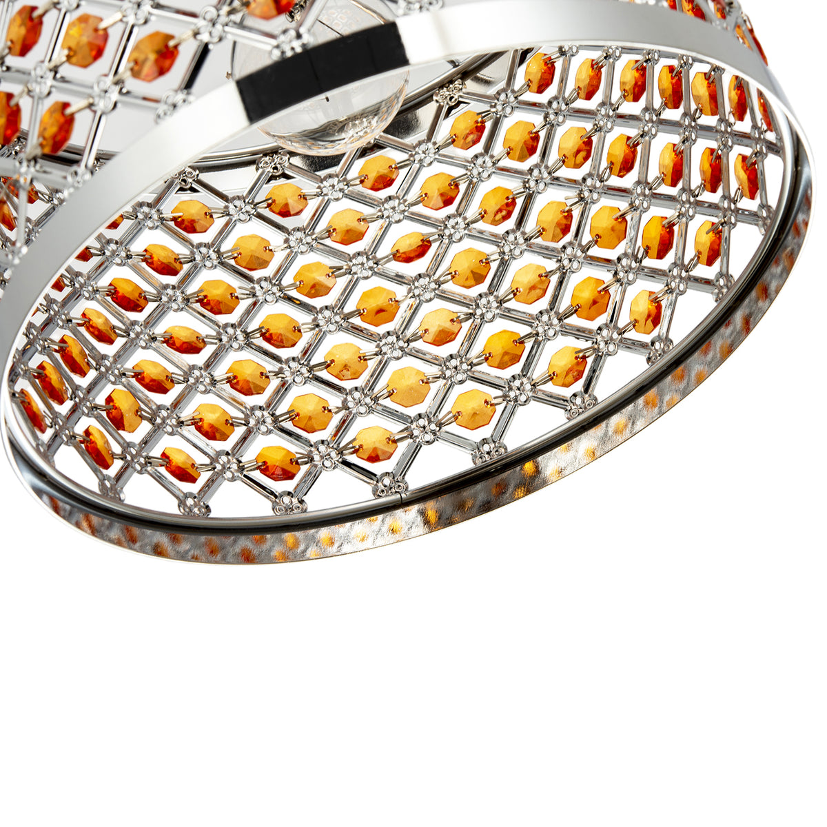 Modern Sparkly Ceiling Pendant Light Shade with Orange Acrylic Beads Image 4