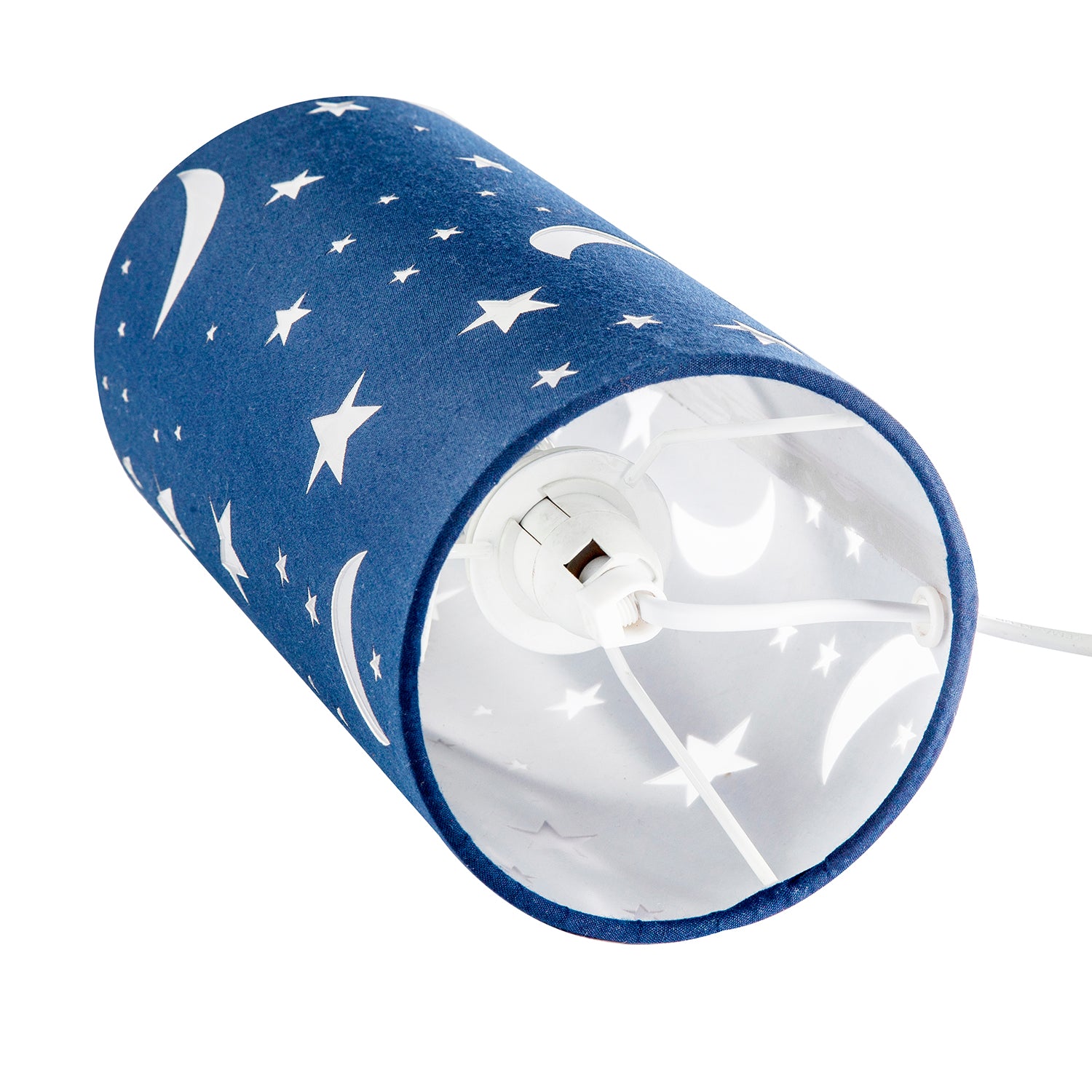 Modern Stars and Moons Children/Kids Midnight Blue Cotton Table Lamp Image 3