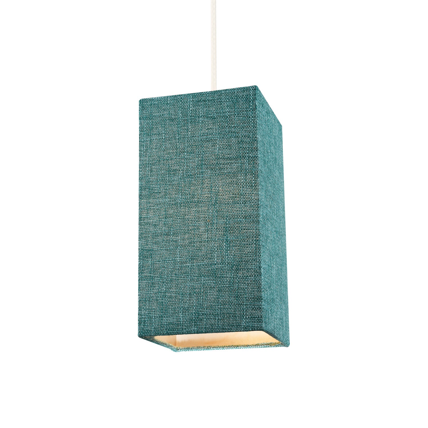 Modern and Stylish Textured Teal Linen Fabric Tall Rectangular 25cm Lampshade Image 3