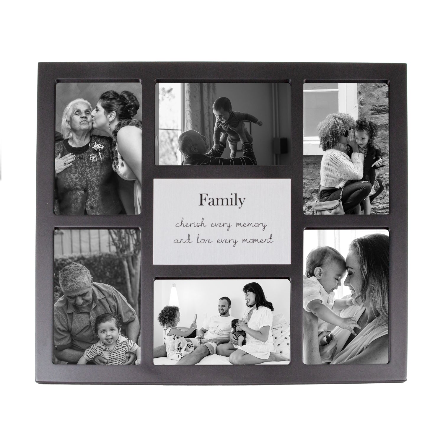 Modern Black Multi Collage Picture Frame with Family Wording and Cute Phrase Image 1